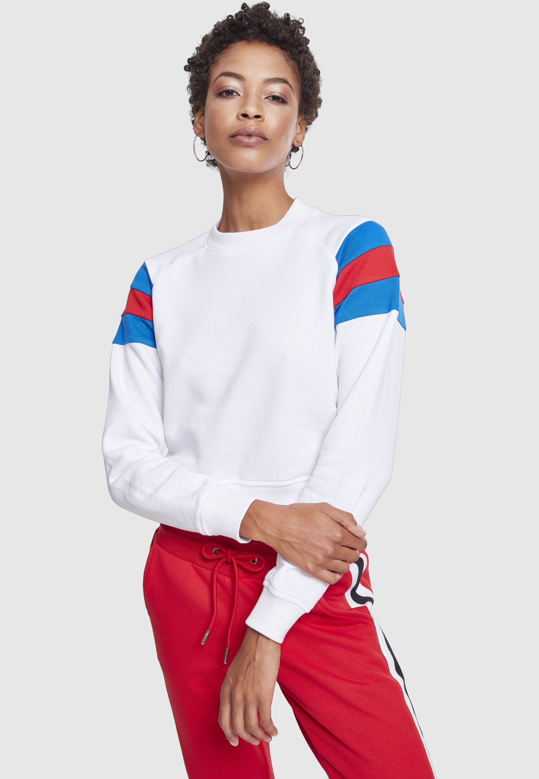URBAN CLASSICS Sweatshirt »Urban Classics Damen Ladies Sleeve Stripe Crew«, 1 Stk.
