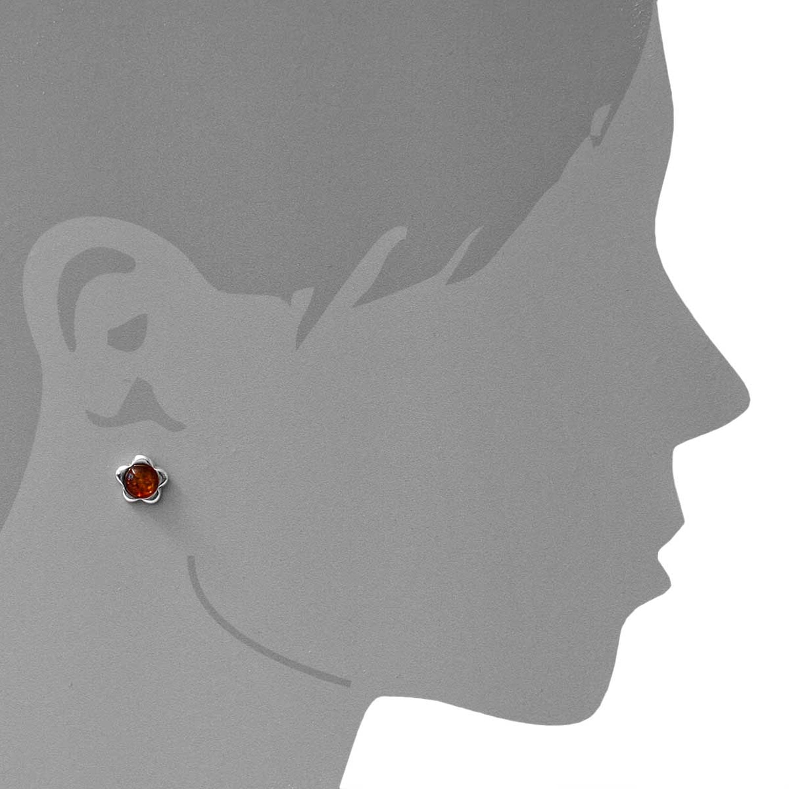 OSTSEE-SCHMUCK Paar Ohrstecker »- Blüte - Silber 925/000 - Bernstein«