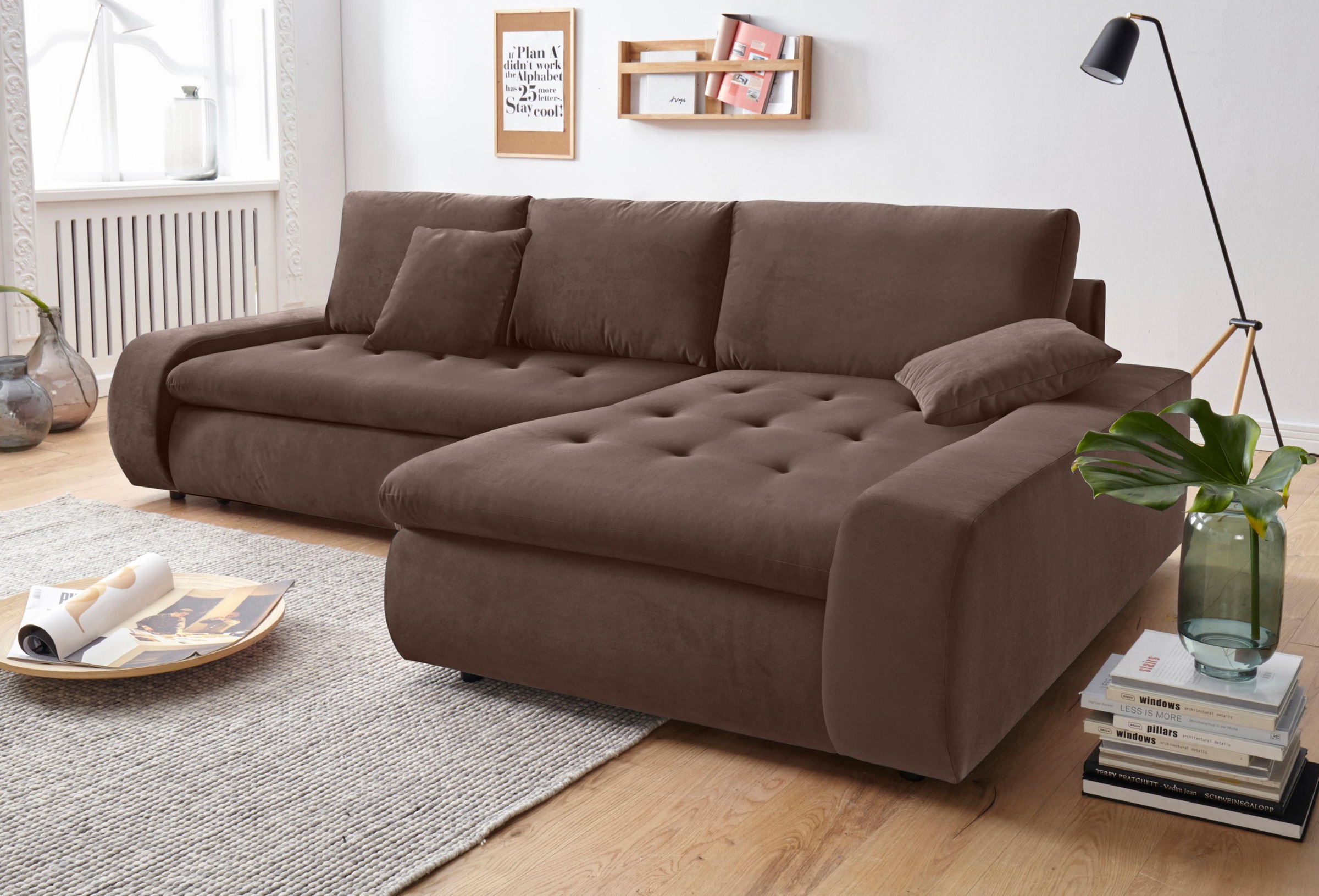 TRENDMANUFAKTUR Ecksofa »Indie II, tolle Detailverarbeitung, bequem und komfortabel im Sitz«, XL und XXL, wahlweise mit Bettfunktion, L-Form