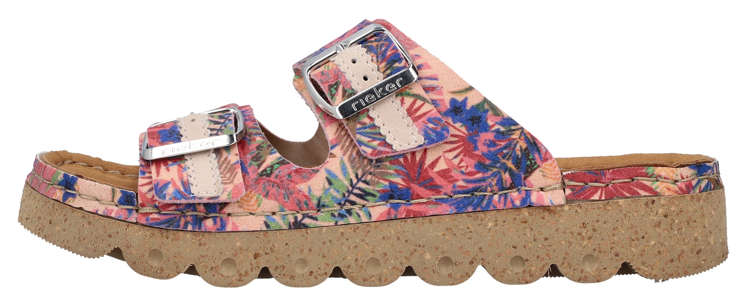 Rieker Pantolette, Sommerschuh, Schlappen, Hausschuh mit verstellbaren Schnallen
