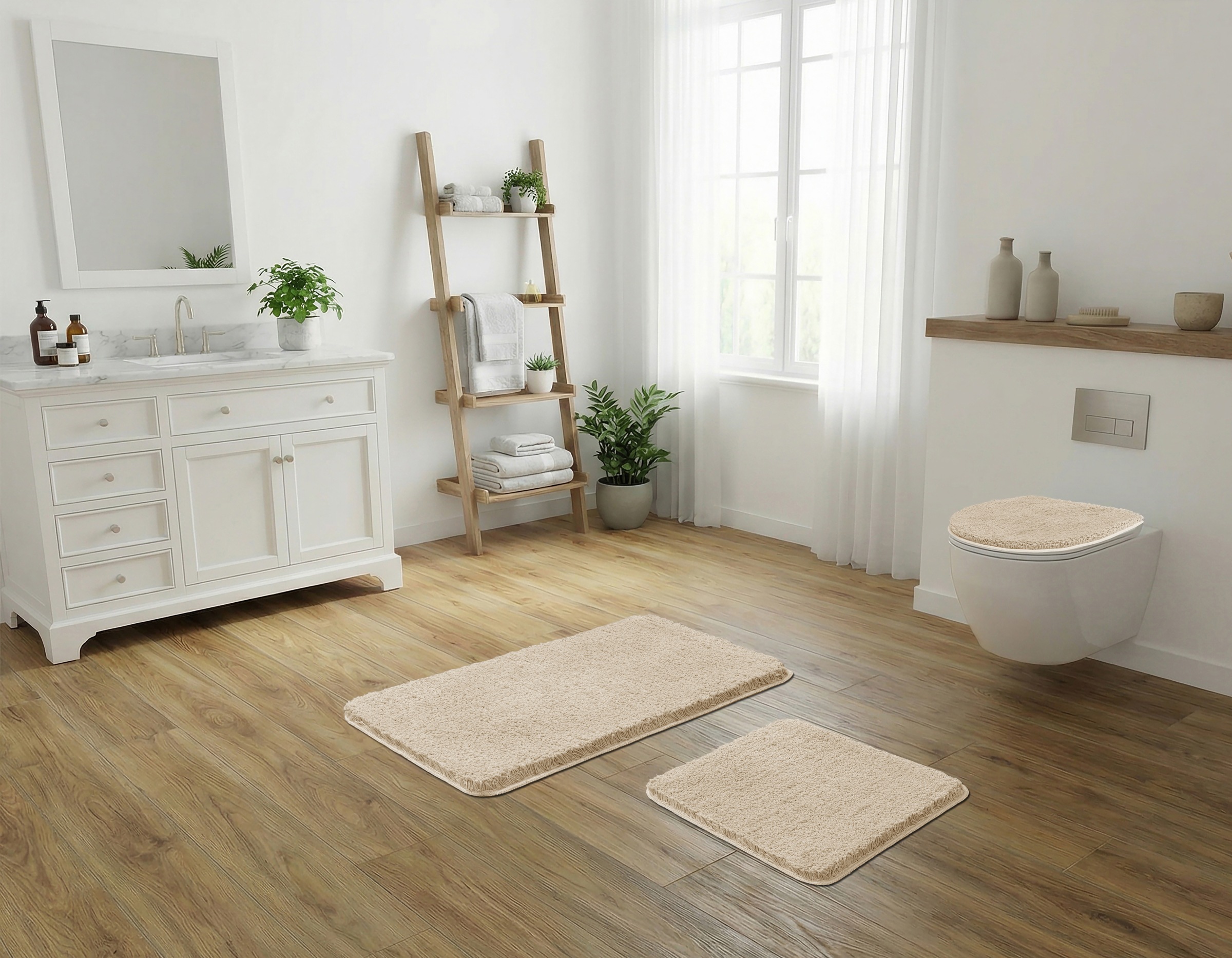 OTTO home Badematte »Sanremo Premium, Badvorleger, Badezimmer Teppich, Duschvorleger« Höhe 30 mm rutschhemmend beschichtet fußbodenheizungsgeeignet | schnell trocknend Badteppich, unifarben, rechteckig, rund & als 3-tlg. Set erhältlich