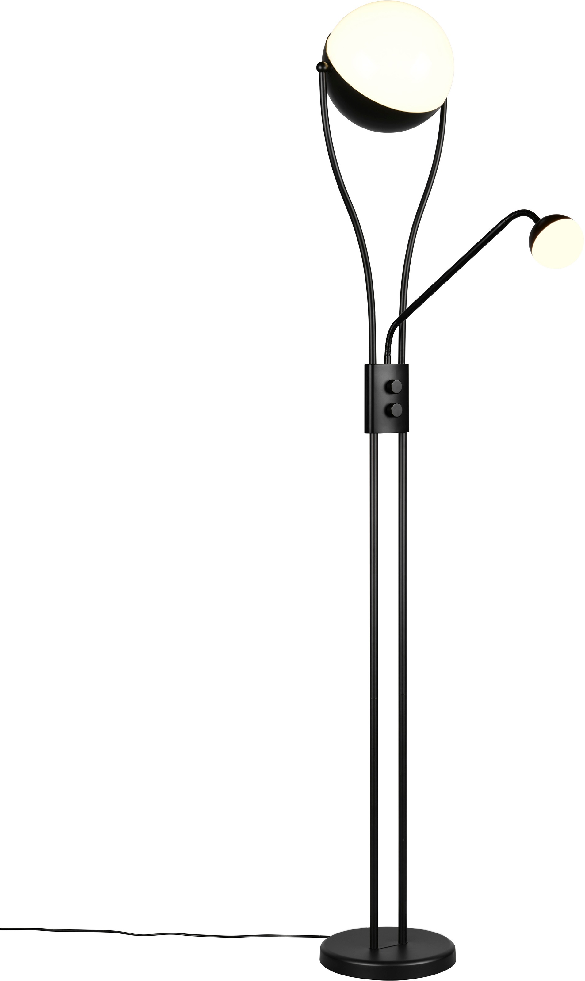 TRIO Leuchten LED Stehlampe »CHRIS, LED Stehleuchte Höhe 180cm, mit Lesearm, Drehdimmer«, 2 flammig, Leuchtmittel LED-Board-LED-Board | LED fest integriert-LED fest integriert, flexibles Leselicht getrennt schalten + dimmen, warmweißes Licht 3000K