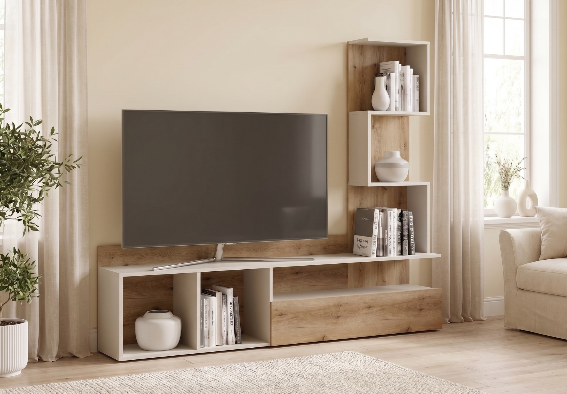 Home affaire Wohnwand »LUMIA TV-Lowboard mit Regal, wahlweise mit Beleuchtung, viel Stauraum«