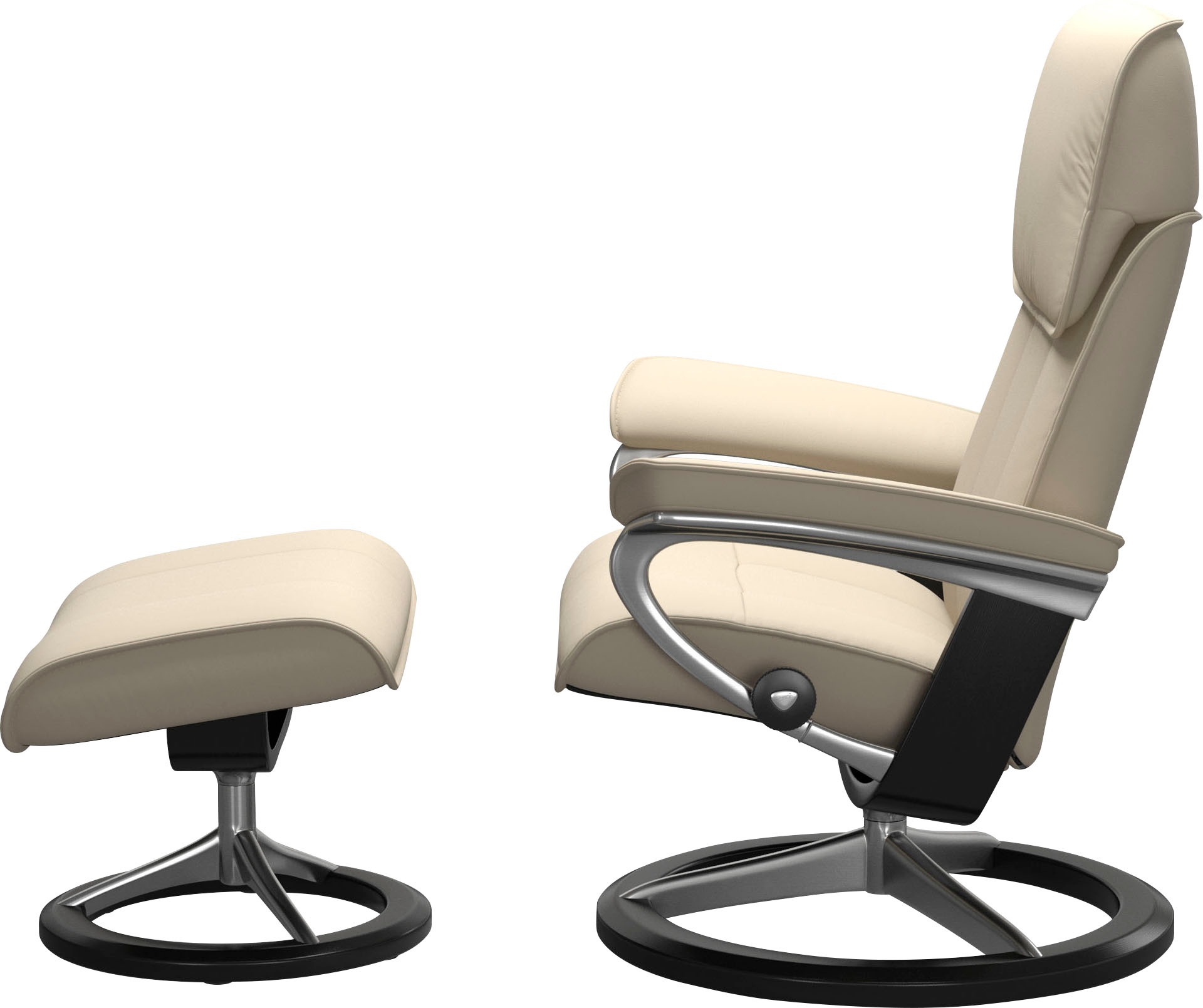 Fußhocker STRESSLESS "Admiral", beige (cream batick), B:55cm H:41cm T:39cm, Leder BATICK: BATICK ist ein leicht korrigiertes, durchgefärbtes und genarbtes Möbelleder, bei dem die meisten Unebenheiten und Spuren in der Regel entfernt wurden., Hocker, Fußho 6