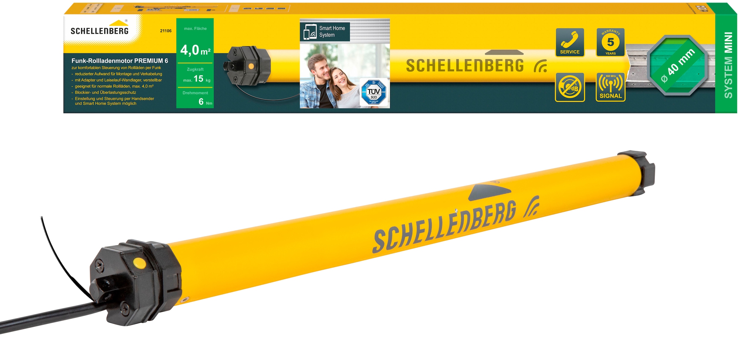 SCHELLENBERG Rollladenmotor "Premium, Rohrmotor mit Funk Endlageneinstellung"