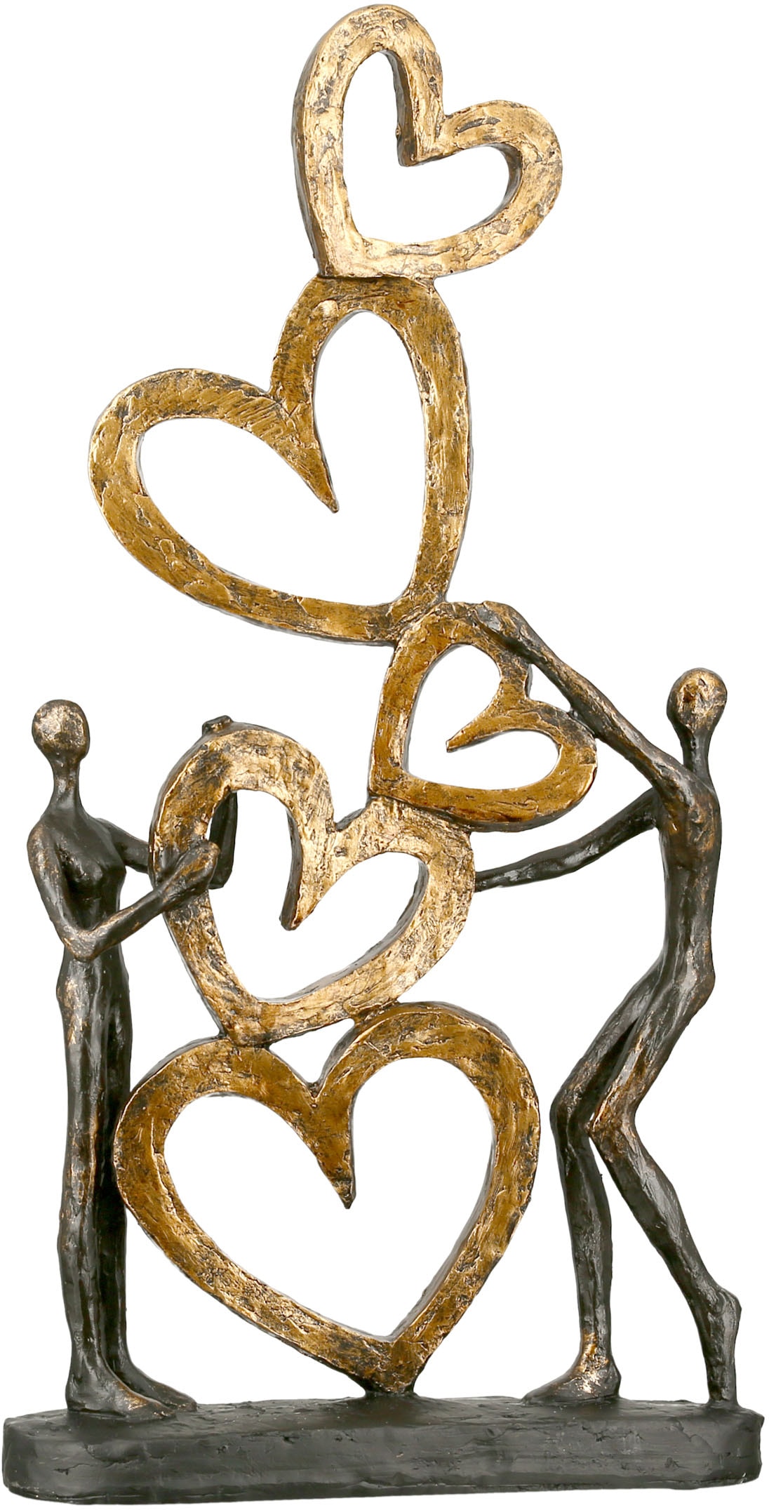 Casablanca by Gilde Dekofigur »Skulptur Herz auf Herz, gold/schwarz«, Dekoobjekt, Höhe 41, Wohnzimmer