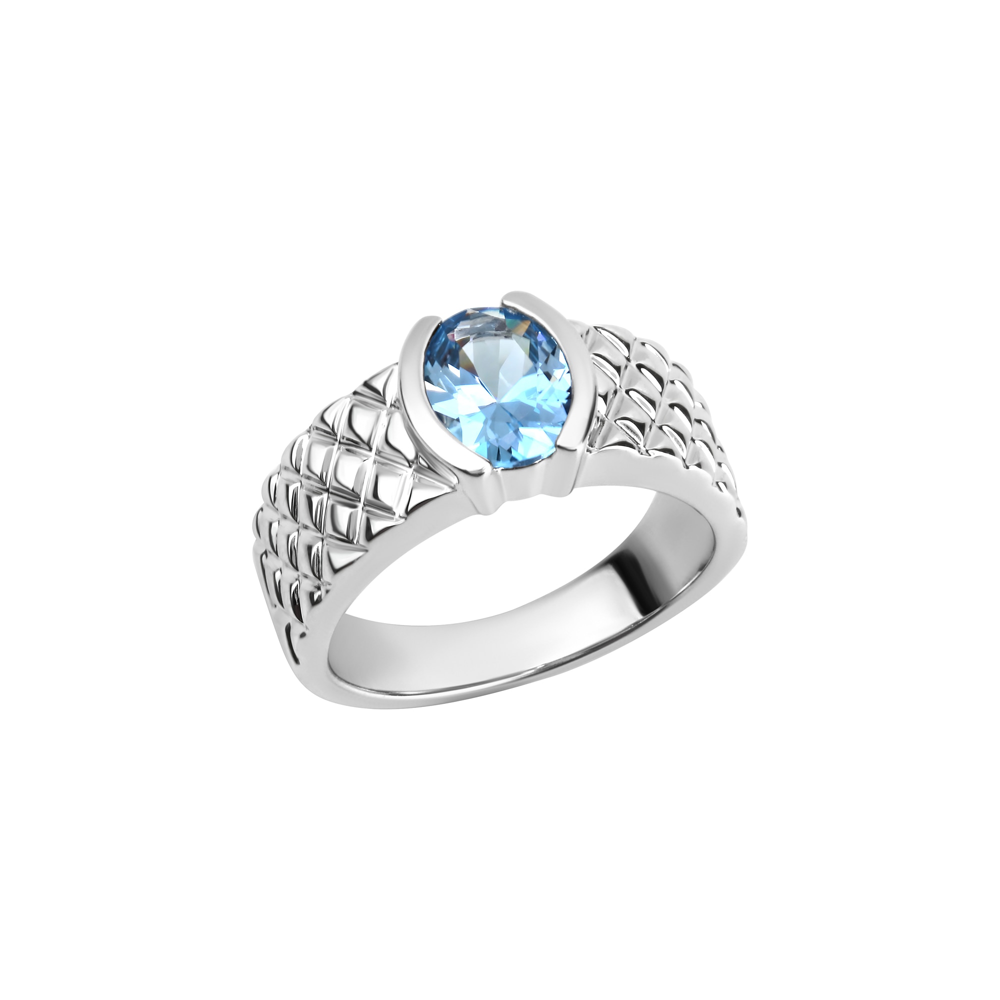 Fingerring VIVANCE "925 Sterling Silber rhodiniert synth. Blautopas" Gr. 62, weiß, Fingerringe, Damen, 062 (19,7), Silber 925 (Sterlingsilber), Fingerring