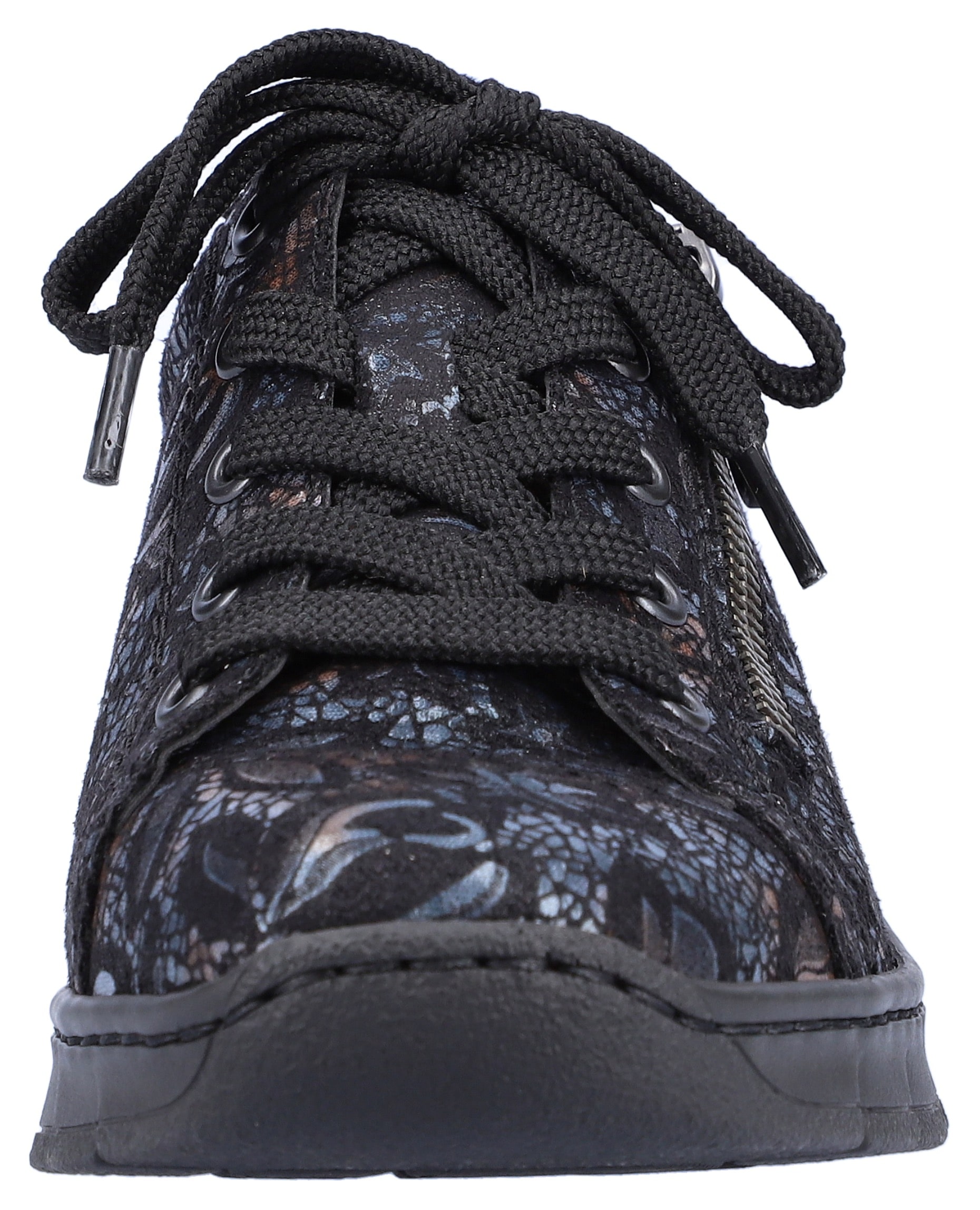 Rieker Wedgesneaker, mit floralem Druck, Freizeitschuh, Halbschuh, Schnürschuh