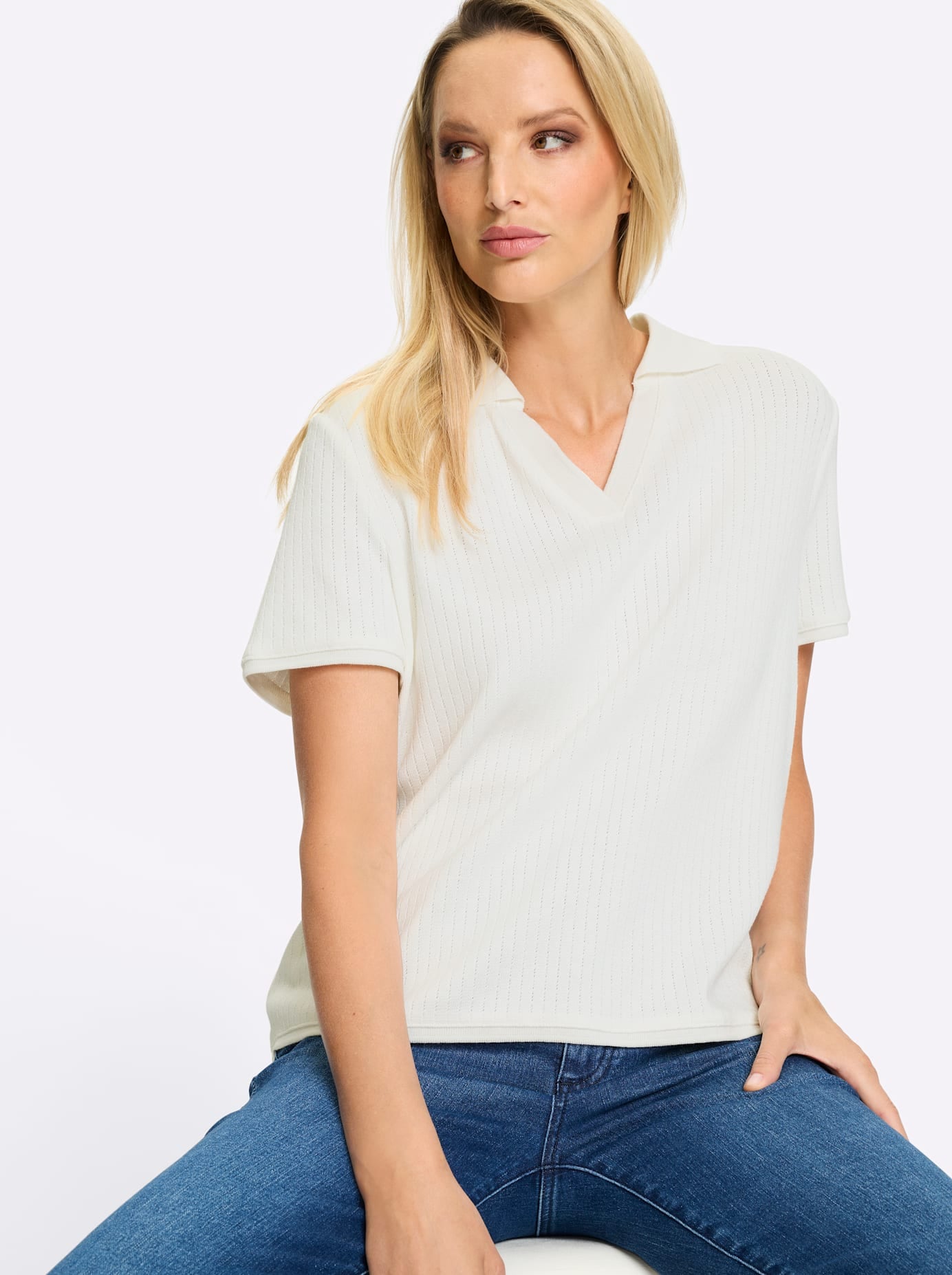 HEINE T-Shirt Women's Short Sleeve Ecru 46 5