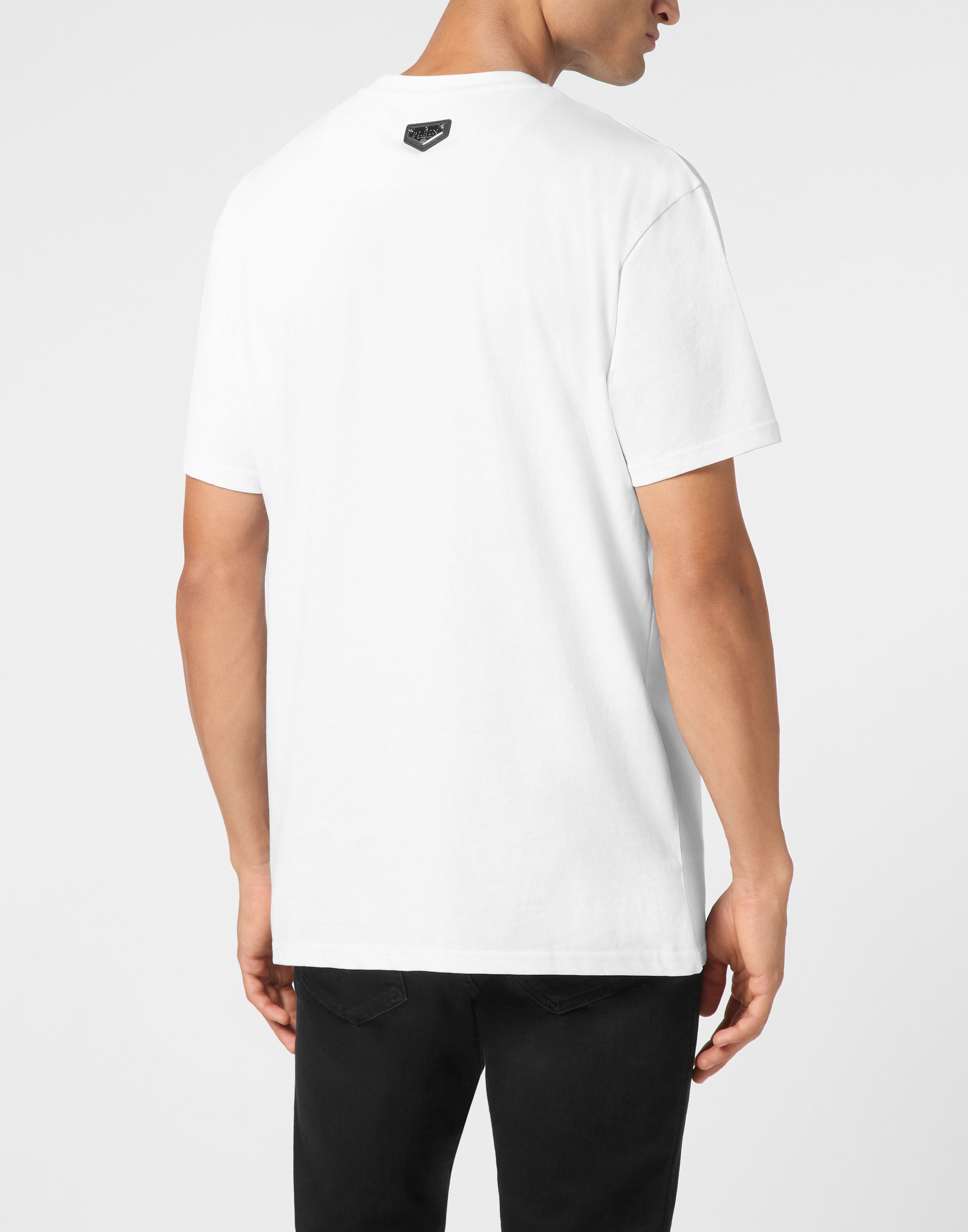 T-Shirt PHILIPP PLEIN "Hexagon Mit Schmucksteinen", Damen, Gr. 3XL, 01, weiß, Obermaterial: 100% Baumwolle, 100% Glasfaser, Shirts T-Shirt 3