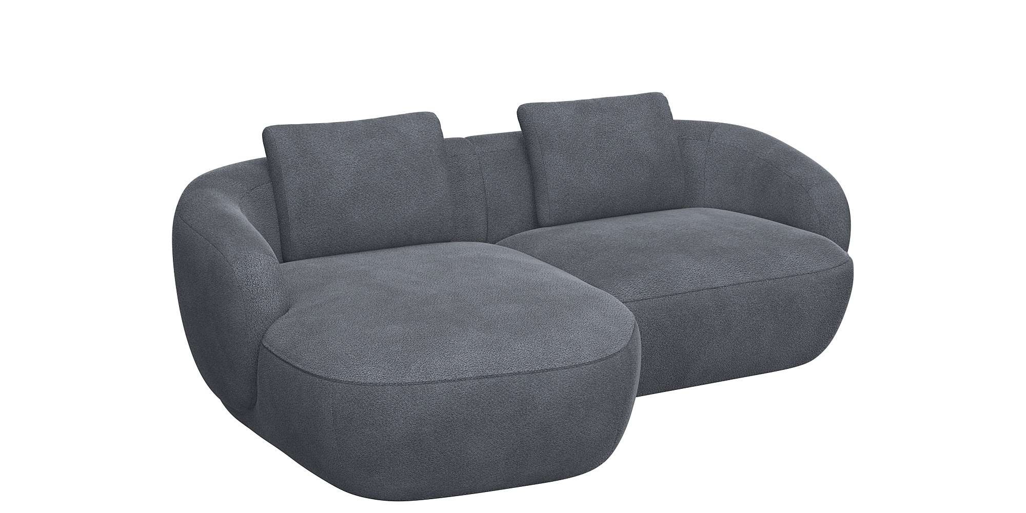 FLEXLUX Wohnlandschaft »Torino, rund, L-Form, Sofa-Ecke mit Recamiere, Longchair-Sofa«, Modernes, organisches Sofa-Design, Kaltschaum, Wellenunterfederung