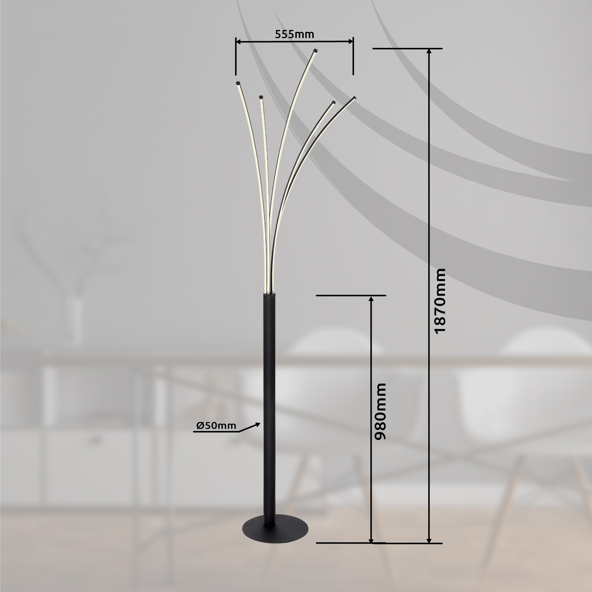 GLOBO LIGHTING LED Stehlampe »BIZZY«, Leuchtmittel LED-Modul | LED fest integriert, Stehleuchte/Wohnzimmer/Schlafzimmer/Flur