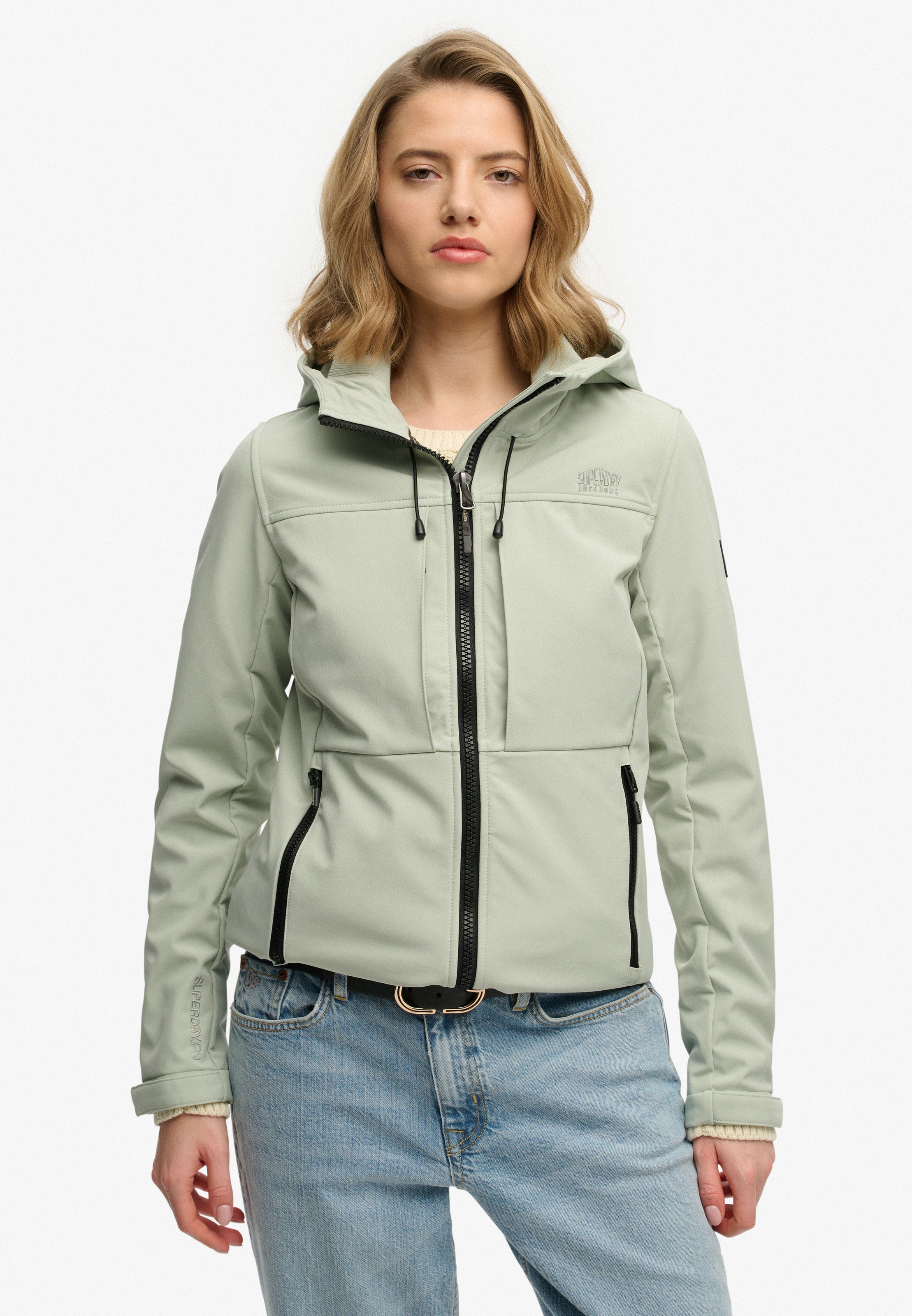 SUPERDRY Damen Outdoorjacke "HOODED CLASSIC TREKKER JACKET"aqua grau, Gr. XXL, unifarben, Web, Obermaterial: 90% Polyester, 10% Elasthan, Jacken