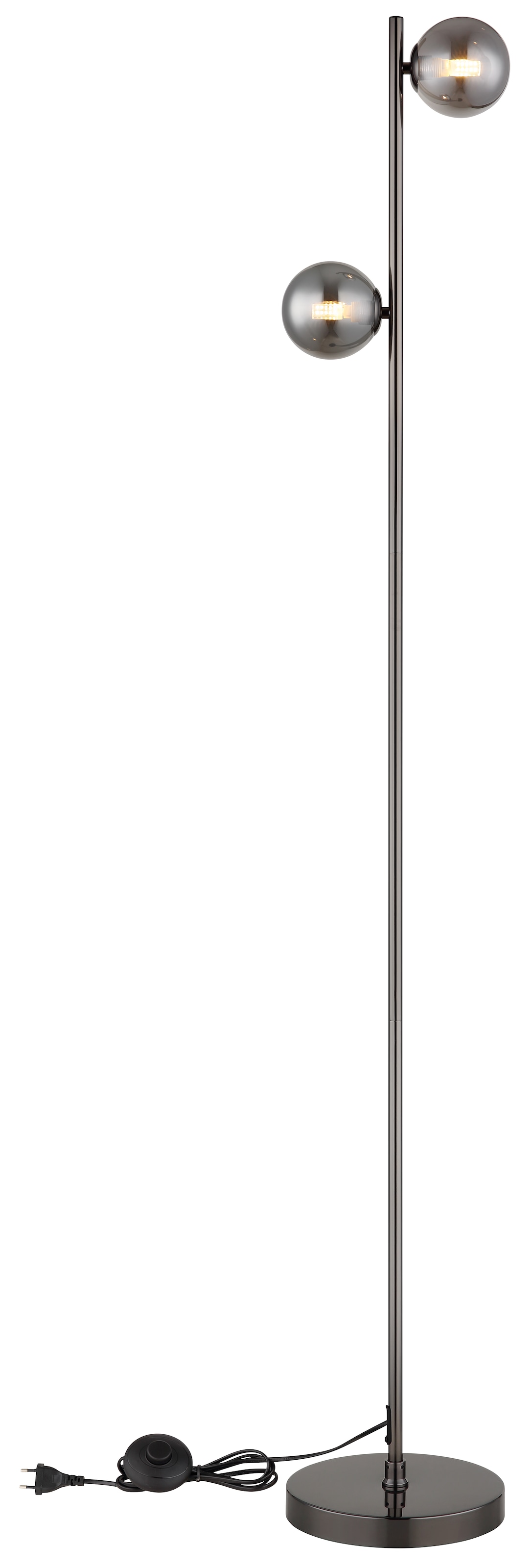 my home Stehlampe »Arlo, Metall schwarz-chromfarben, rauchfarbenes Glas« G9 1 Stk. 180cm Kabellänge,  2x  LED exkl.