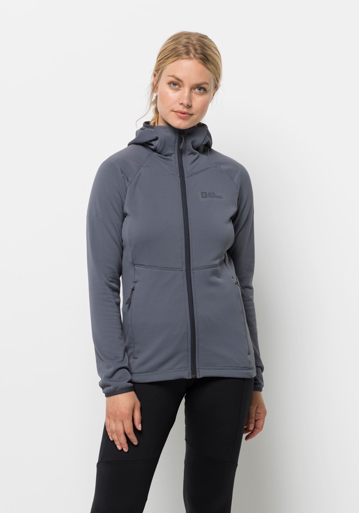 Jack Wolfskin Kapuzenfleecejacke "KOLBENBERG HOODED FZ W", mit Kapuze