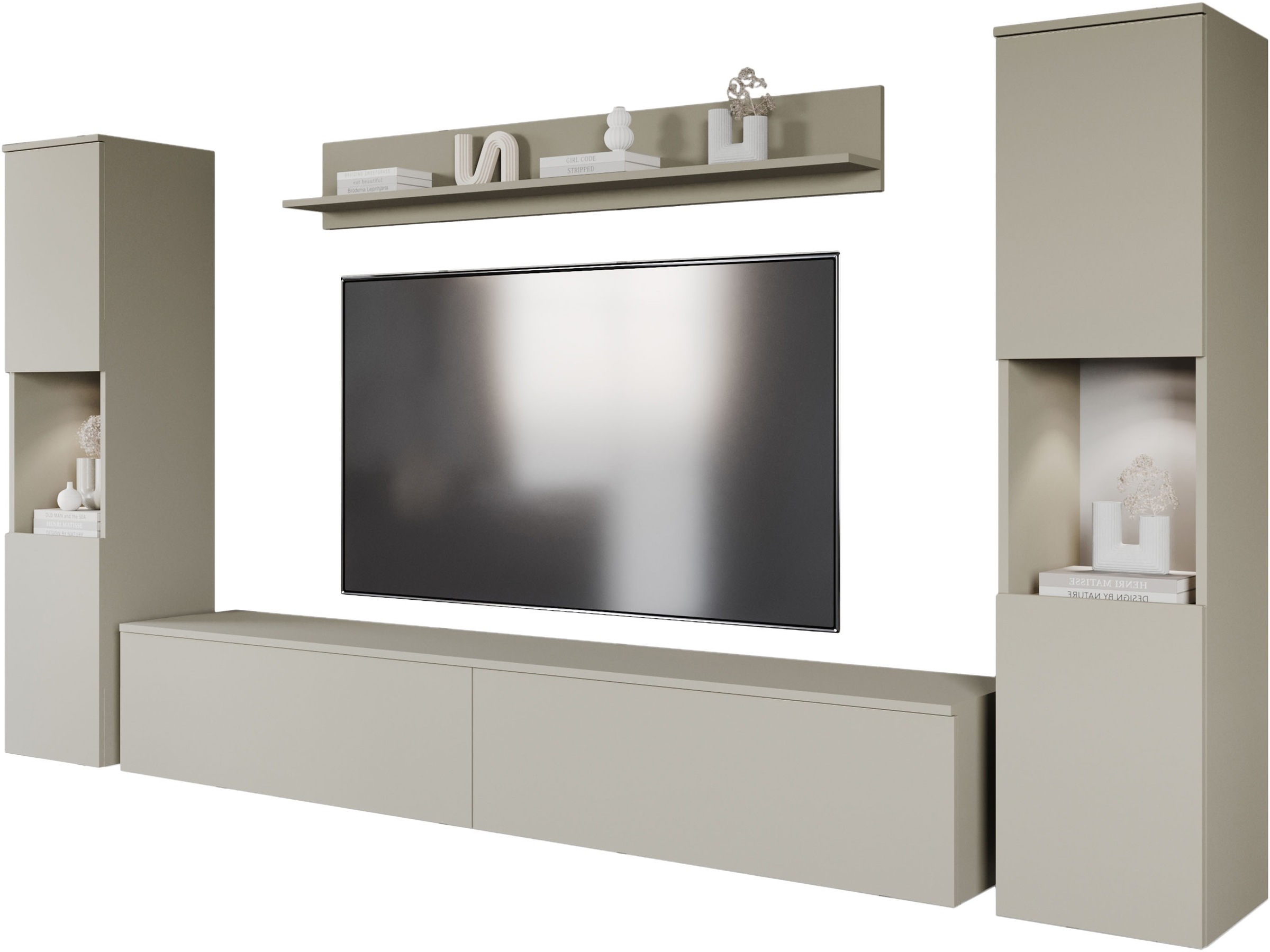 INOSIGN Wohnwand "PARIS, Vitrine Türanschlag links/rechts wechselbar", (Kom günstig online kaufen