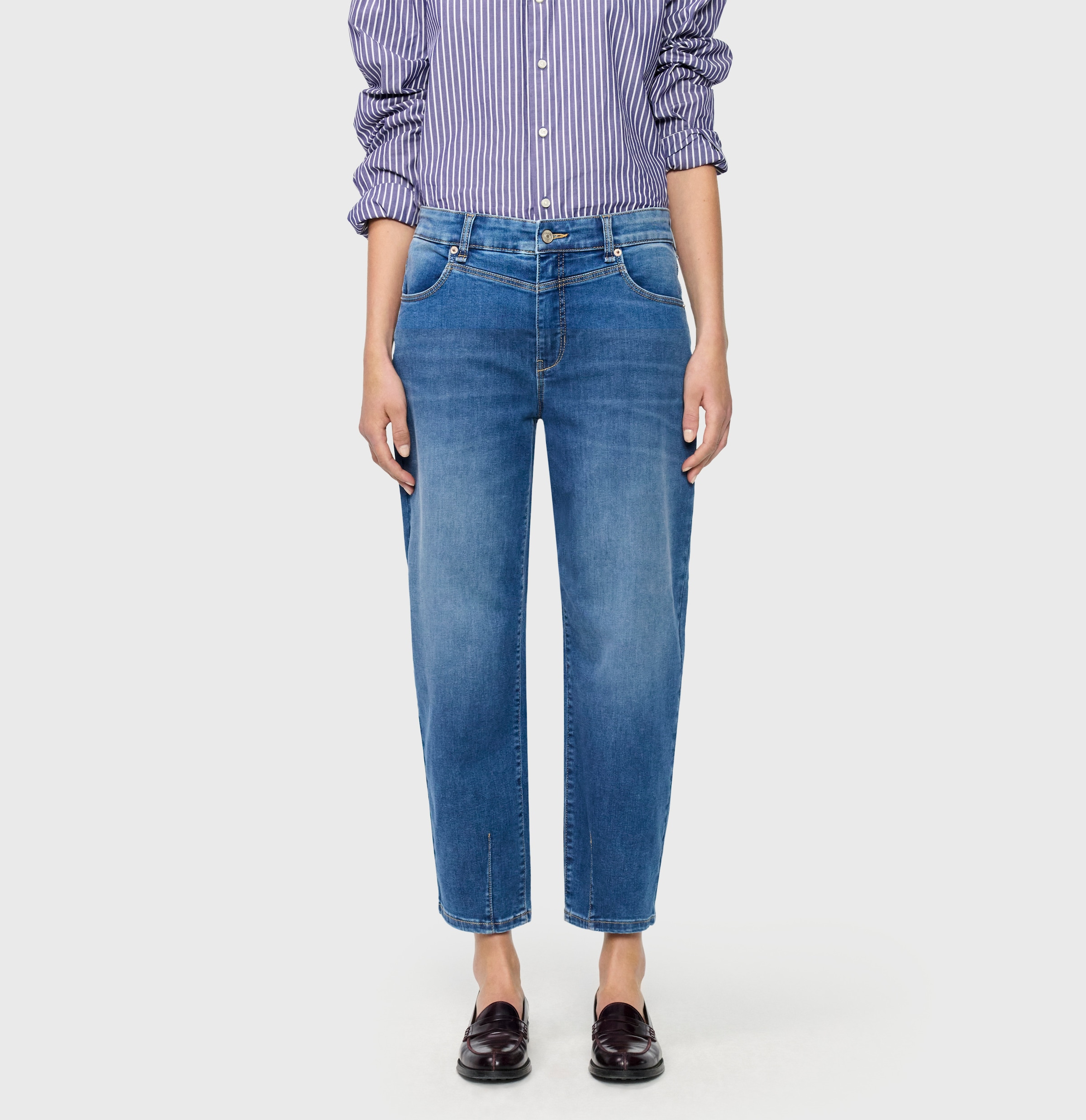 MAC Relax-fit-Jeans »BOBBIE« Barrel Jeans mit modernen Naht-Details