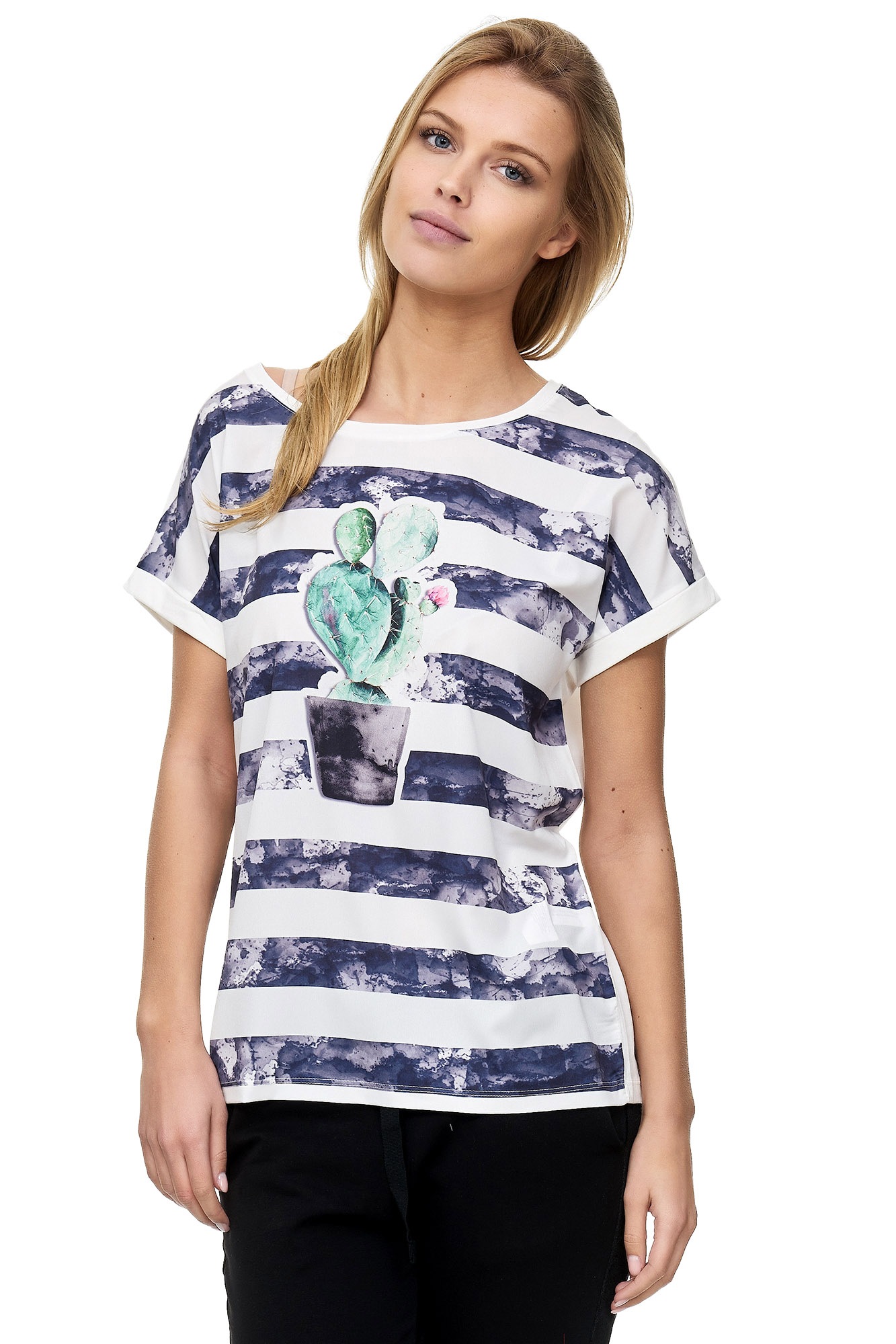 Decay T-Shirt, mit Kaktus-Aufdruck und Pailletten