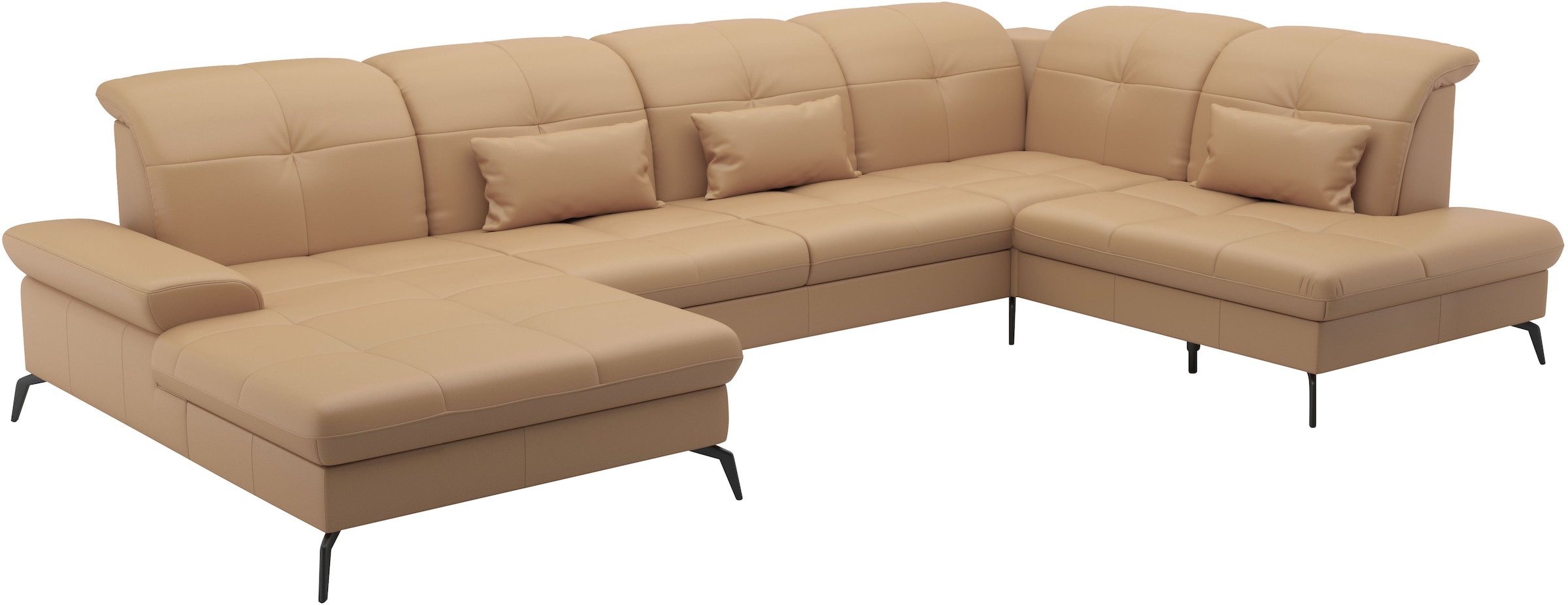 sit&more Wohnlandschaft »Amica, U-Form, inkl. Sitztiefenverstellung und Armteilverstellung«, wahlweise mit Kopfteilverstellung, Bettfunktion und Bettkasten