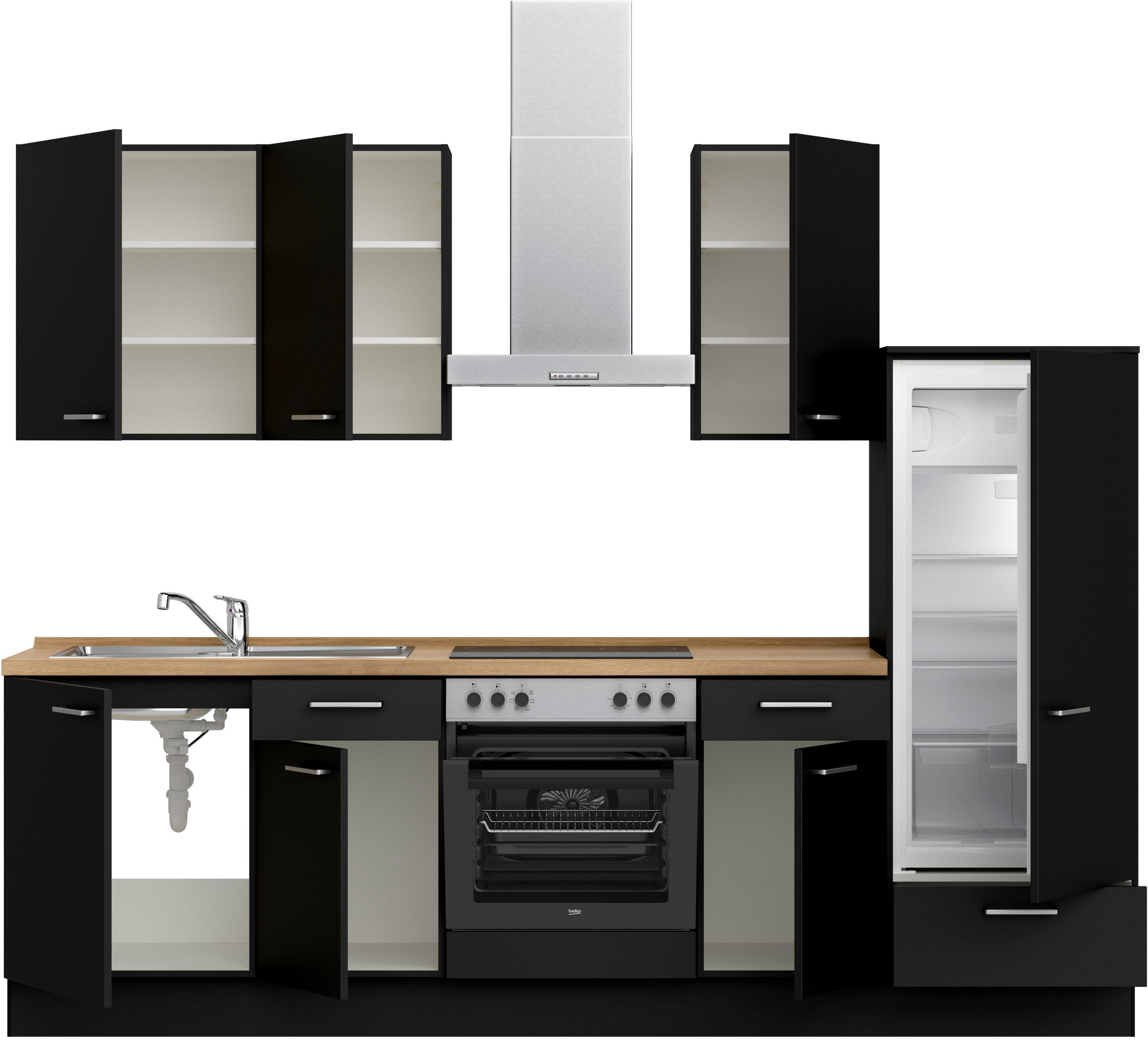 nobilia® Küchenzeile »"Touch I"«, vormontiert, Ausrichtung wählbar, Breite 270 cm, wahlw. mit E-Geräten