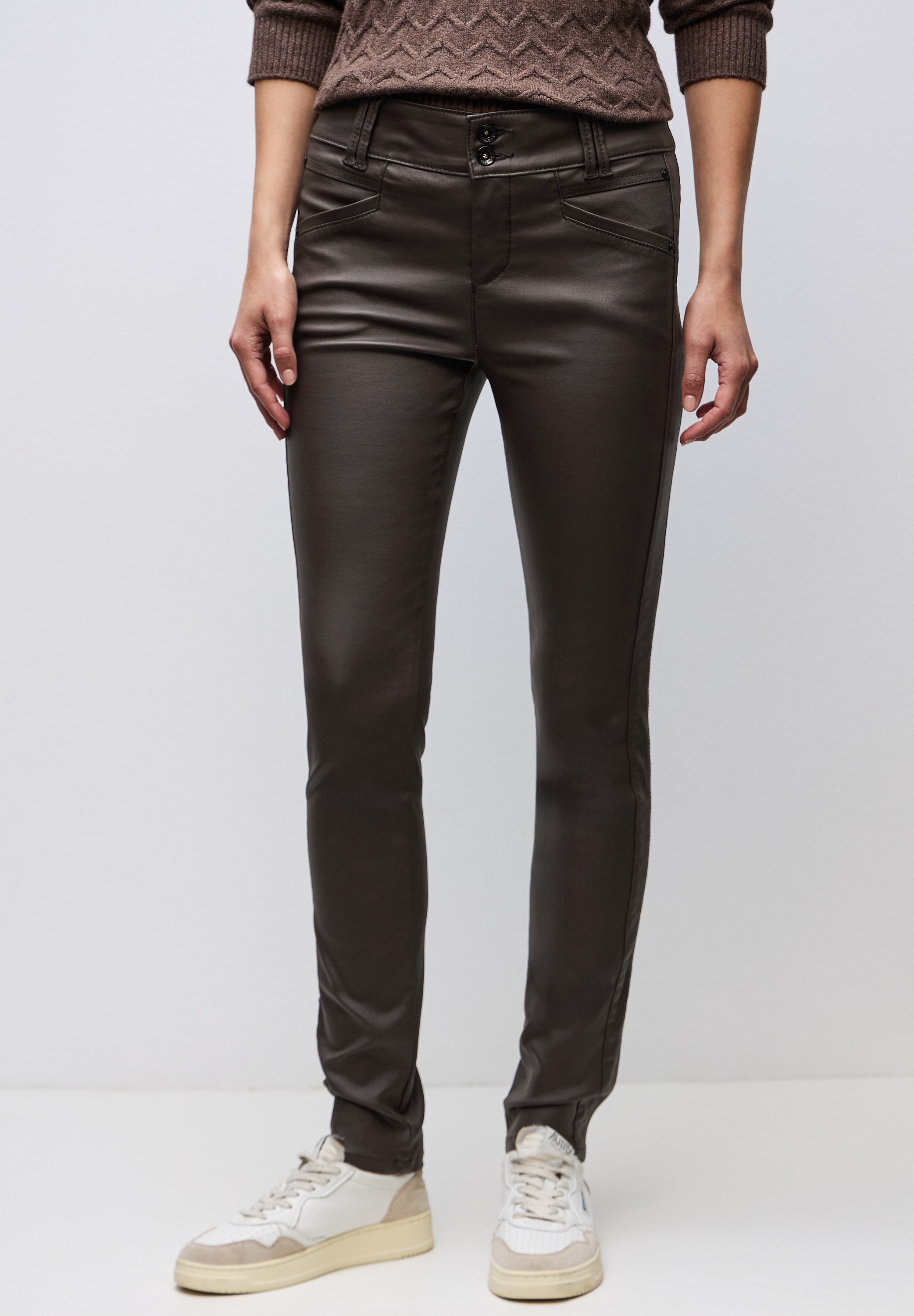 STREET ONE Lederimitathose mit Coating günstig online kaufen
