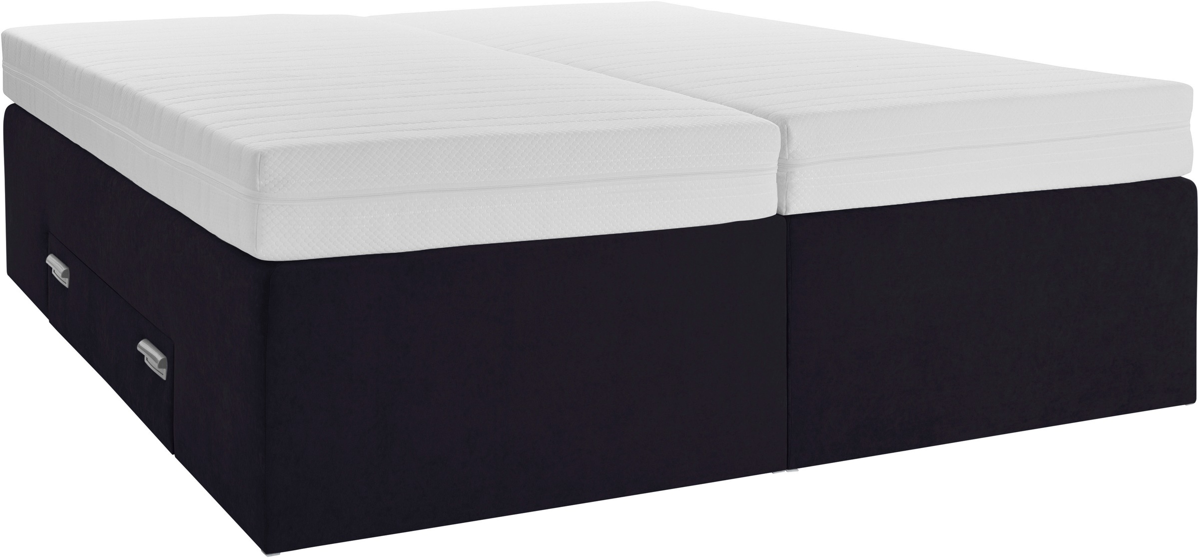 Boxspringbett, schwarz, B:180cm L:200cm, Bezug Bett: Feinstrukturstoff (77% Polyester, 23%Viskose) oder Microfaser (100% Polyester);Bonnellfederkernmatratze: 100%Polyester;Kaltschaummatratze: 100% Polyester, Bezug abnehm- und waschbar bis 60C, WESTFALIA S 6