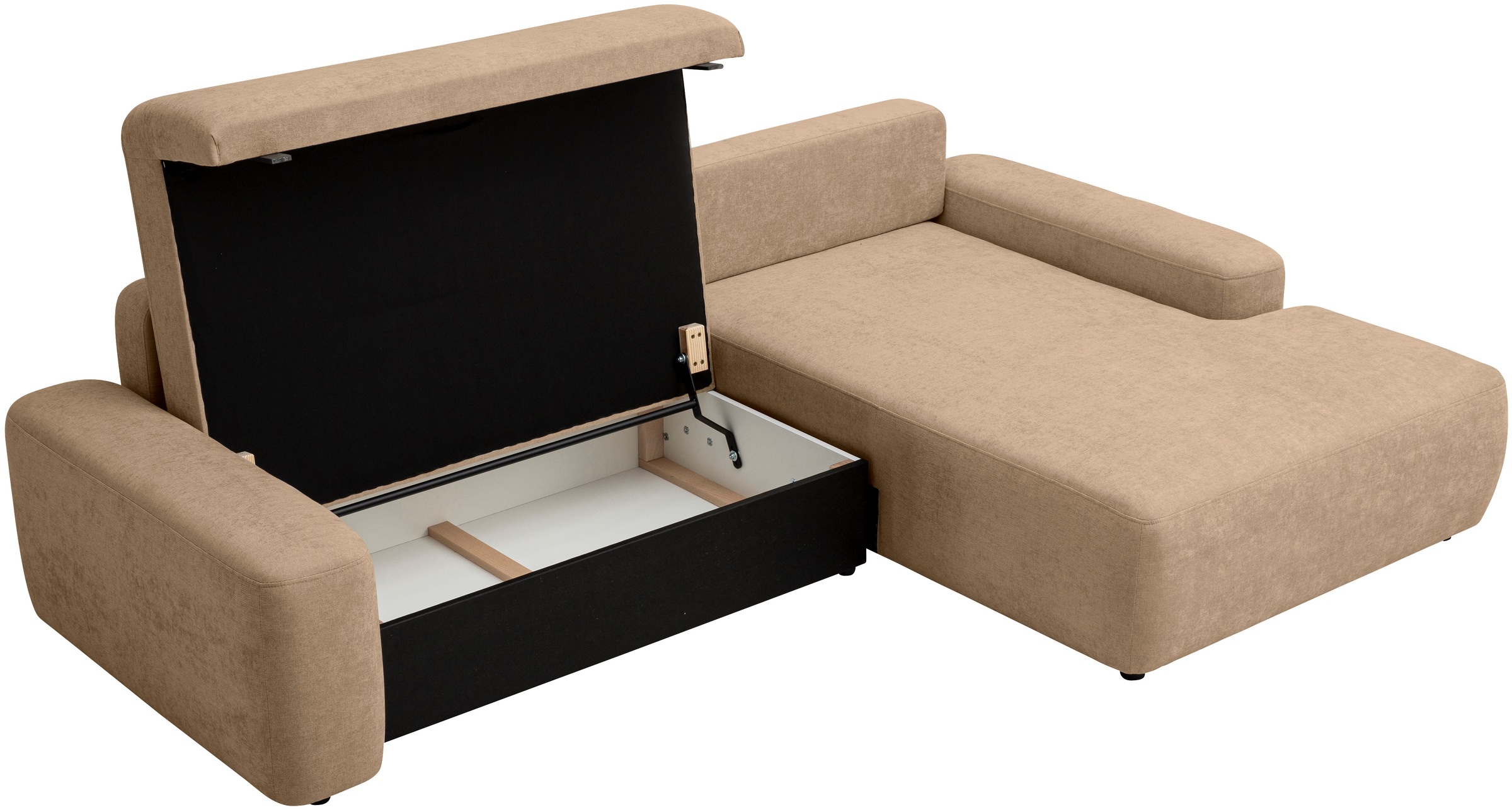 INOSIGN Ecksofa »TORGE (264cm), Schlafsofa in Cord, Samtvelours o Struktur fein, L-Form«, Schlaffunktion, Bettkasten, Liegefläche: 125/210 cm