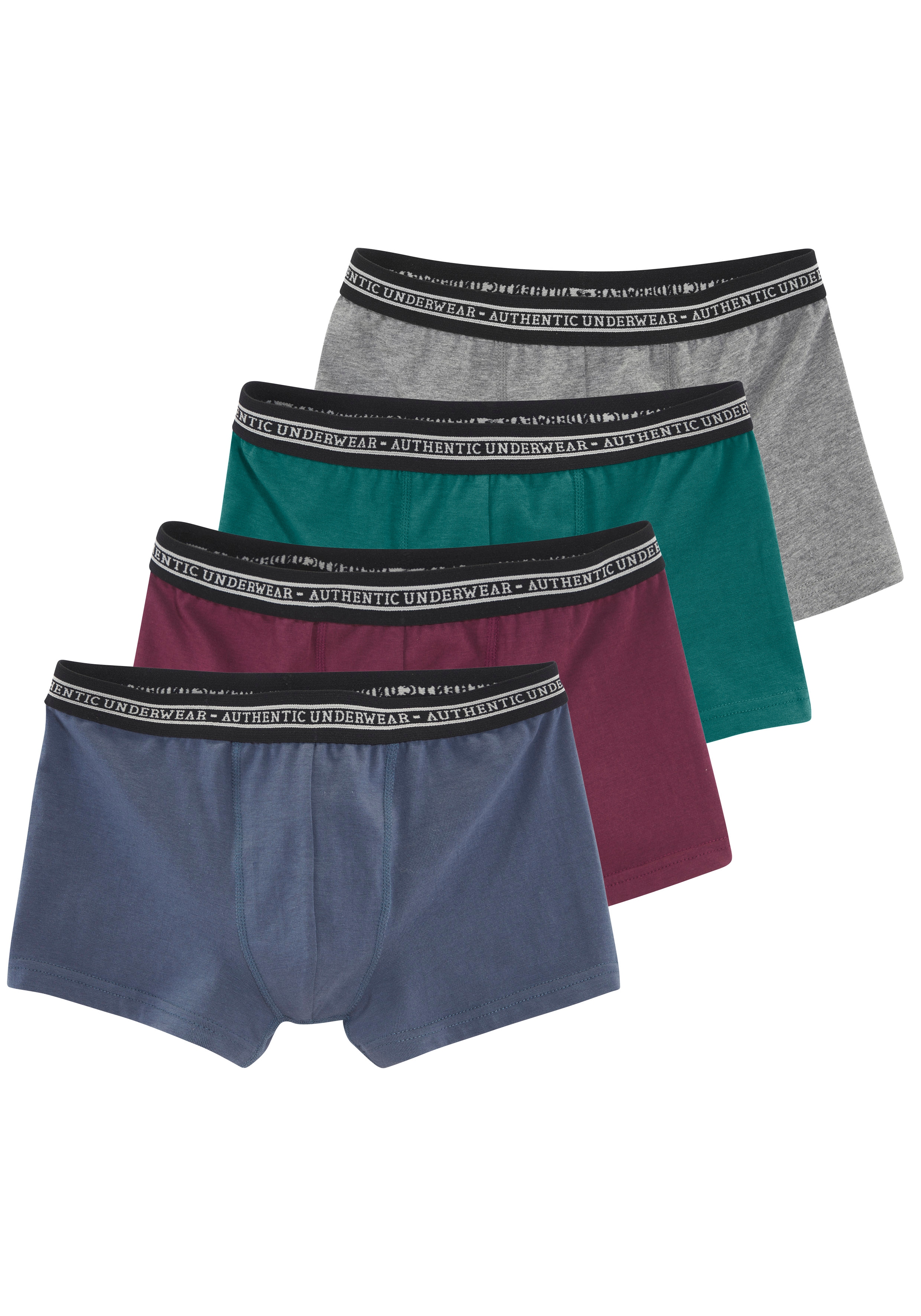 AUTHENTIC LE JOGGER Boxer "Boxershorts für Jungen" Packung, 4 Stk. unifarben, mit Logobund, Baumwollmischung