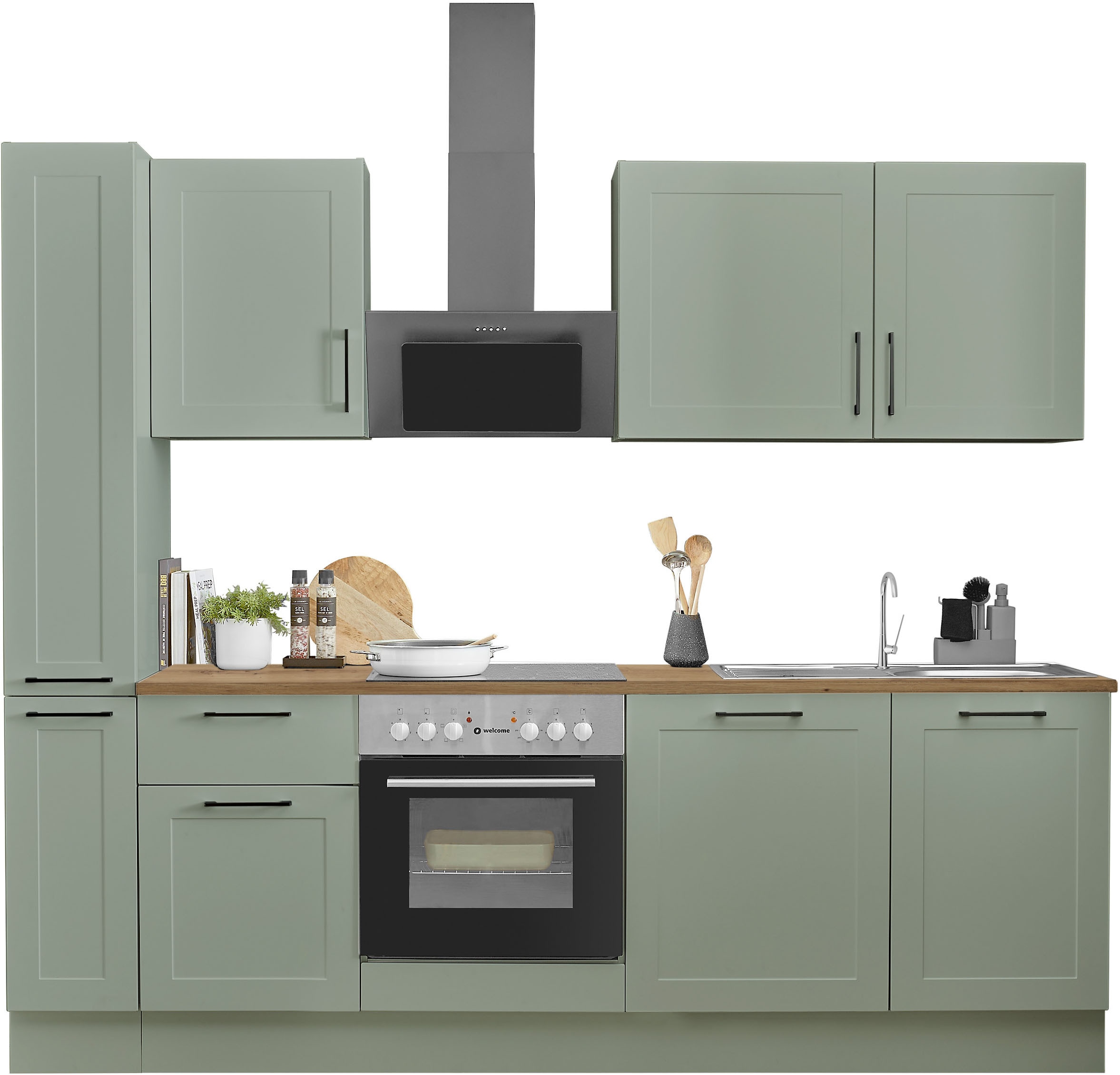 BASIC by Balculina Küchenzeile »Marsi«, Breite 250 cm, wahlweise mit E-Geräten, Soft-Close-Funktion