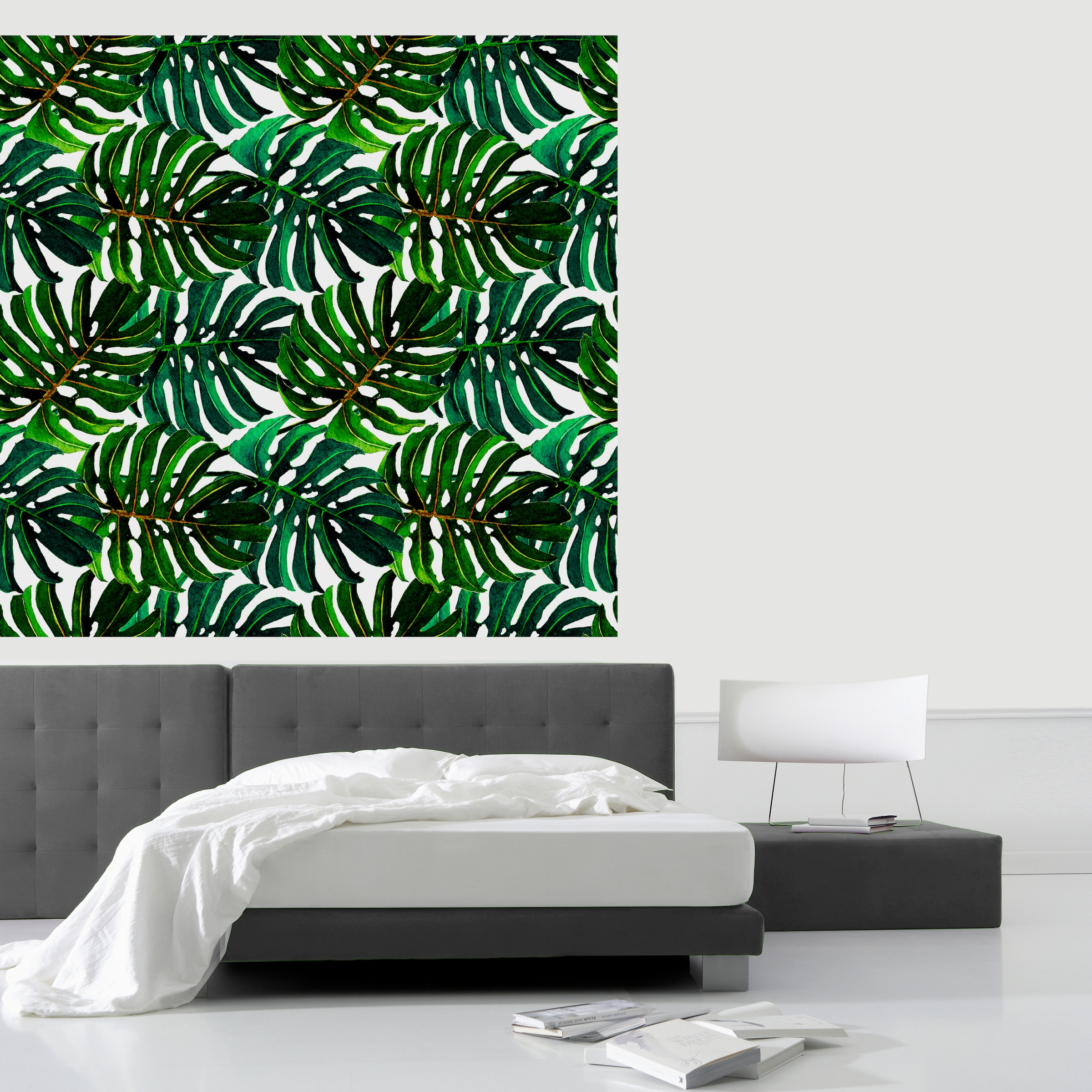 queence Vinyltapete »Tropische Blätter-Grün« Motiv | bedruckt | botanisch | geblümt | gemustert | natürlich glatt 90x250cm, selbstklebend, kinderleichte Anbringung, , Sticker