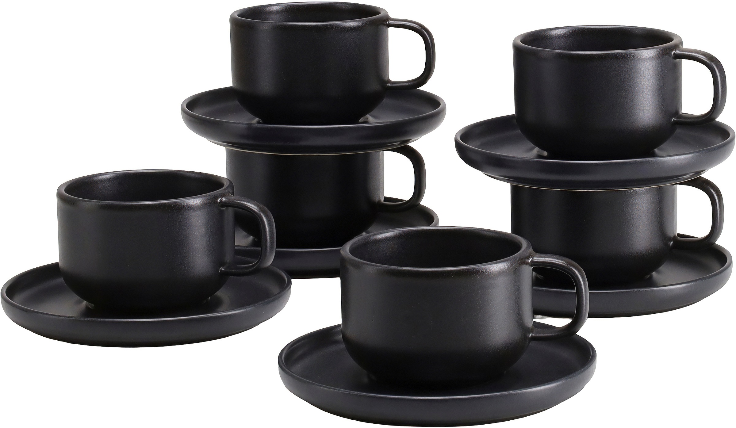 CreaTable Tasse "Uno, Kaffeetassen, Set 12-tlg." hochwertiges Steinzeug, seidenmatte Spezialglasur