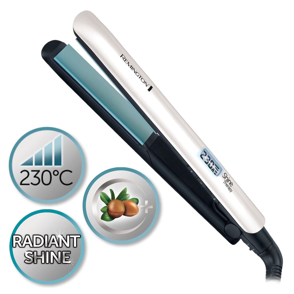 Remington Glätteisen »S8500 Shine Therapy«, Keramik-Beschichtung, Shine-Therapy Technologie, breite Stylingplatten, LCD Display