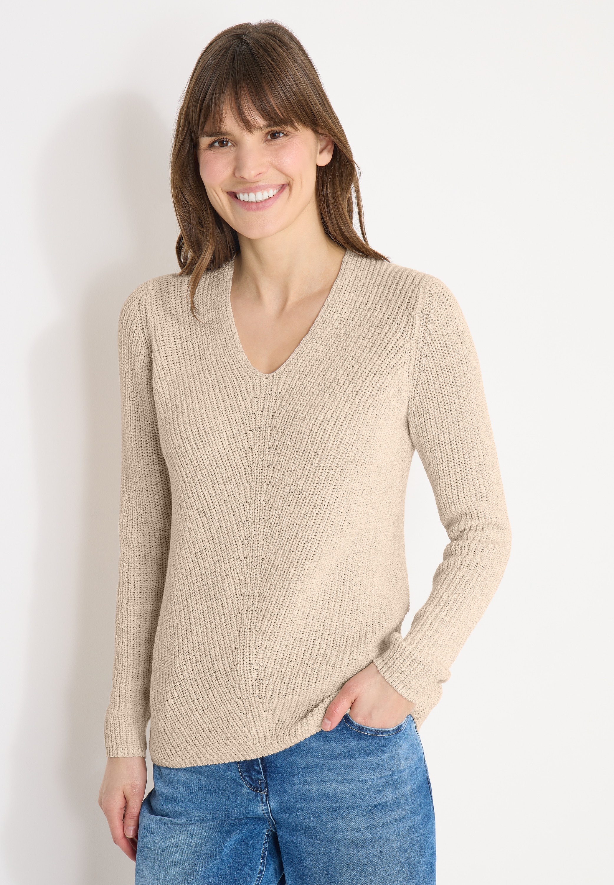 Cecil Strickpullover mit abgerundetem V-Ausschnitt