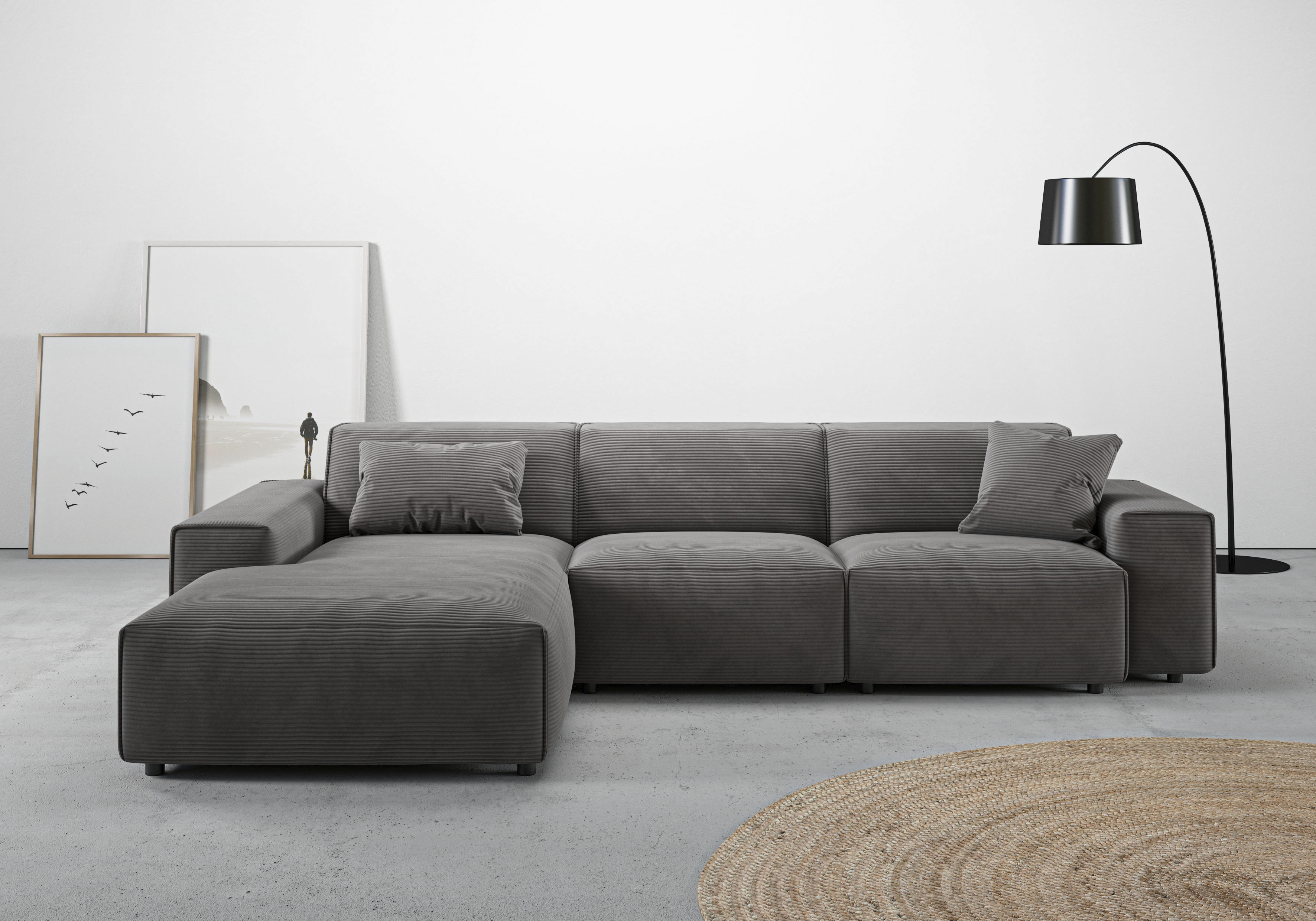 Home affaire Ecksofa "Glimminge auch in Breitcord, Feincord, Bouclé + Easy care-Bezug" L-Form, Breite 294, Zierkissen