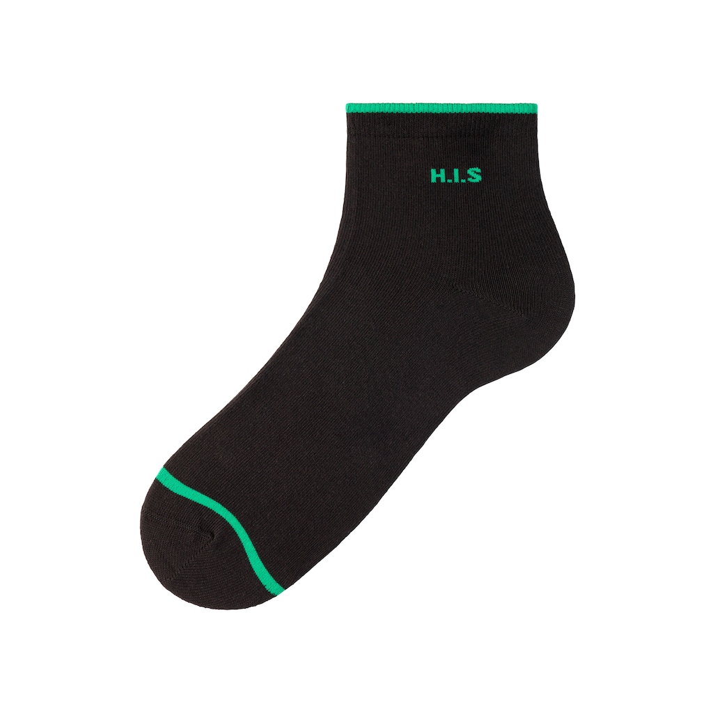 H.I.S Kurzsocken, (Packung, 7 Paar), mit farbigen Bündchen