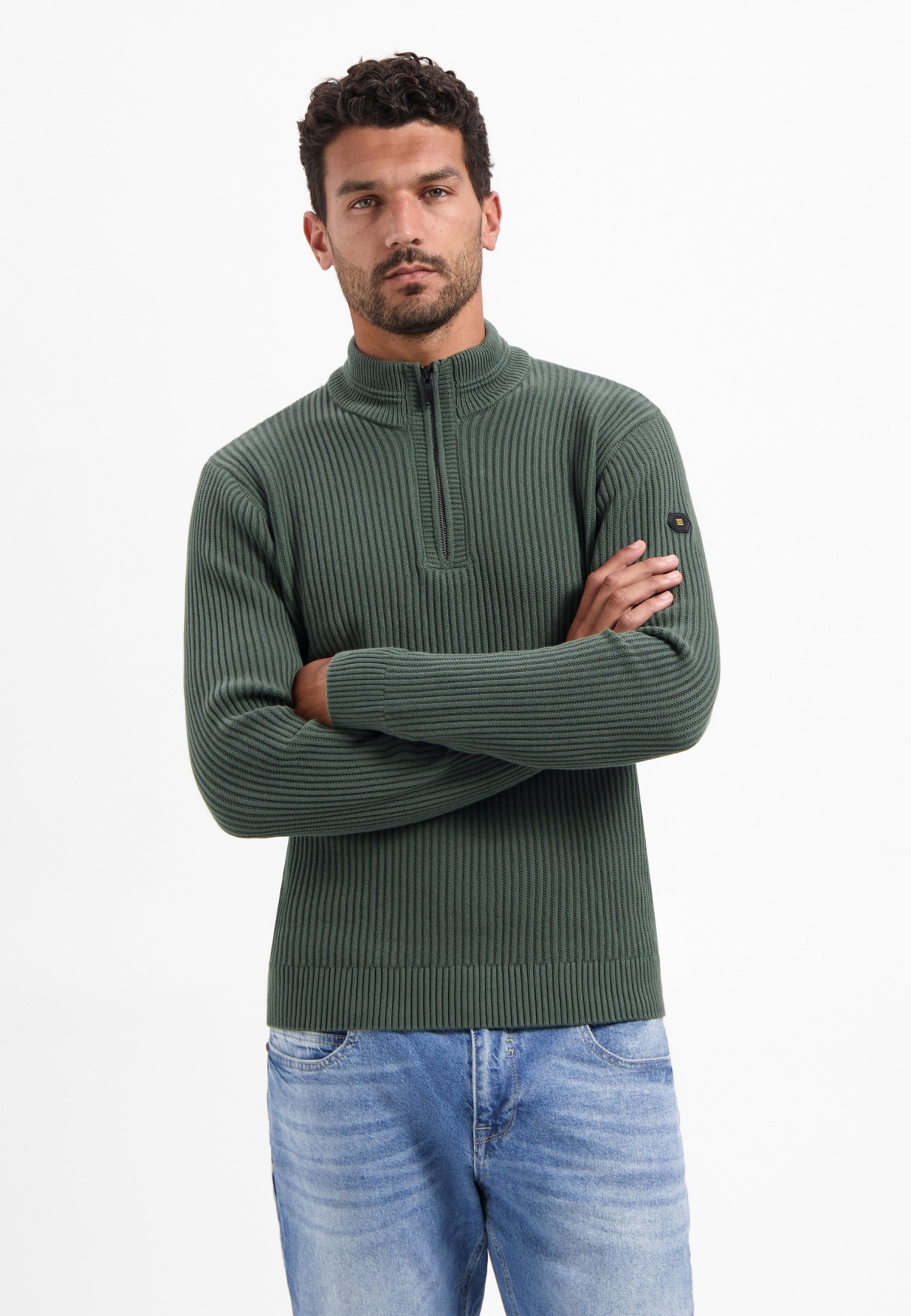 NO EXCESS Stehkragenpullover "No Excess Schwerer gerippter Strickpullover" günstig online kaufen