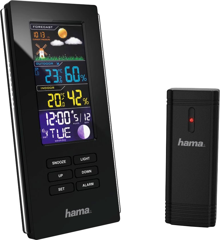 Außensensor, Hama Innen-/Außentemperatur, Wettervorhersage«, | Funk, »Außensensor, kaufen Funk, BAUR Innen-/Außentemperatur, Wettervorhersage Wetterstation