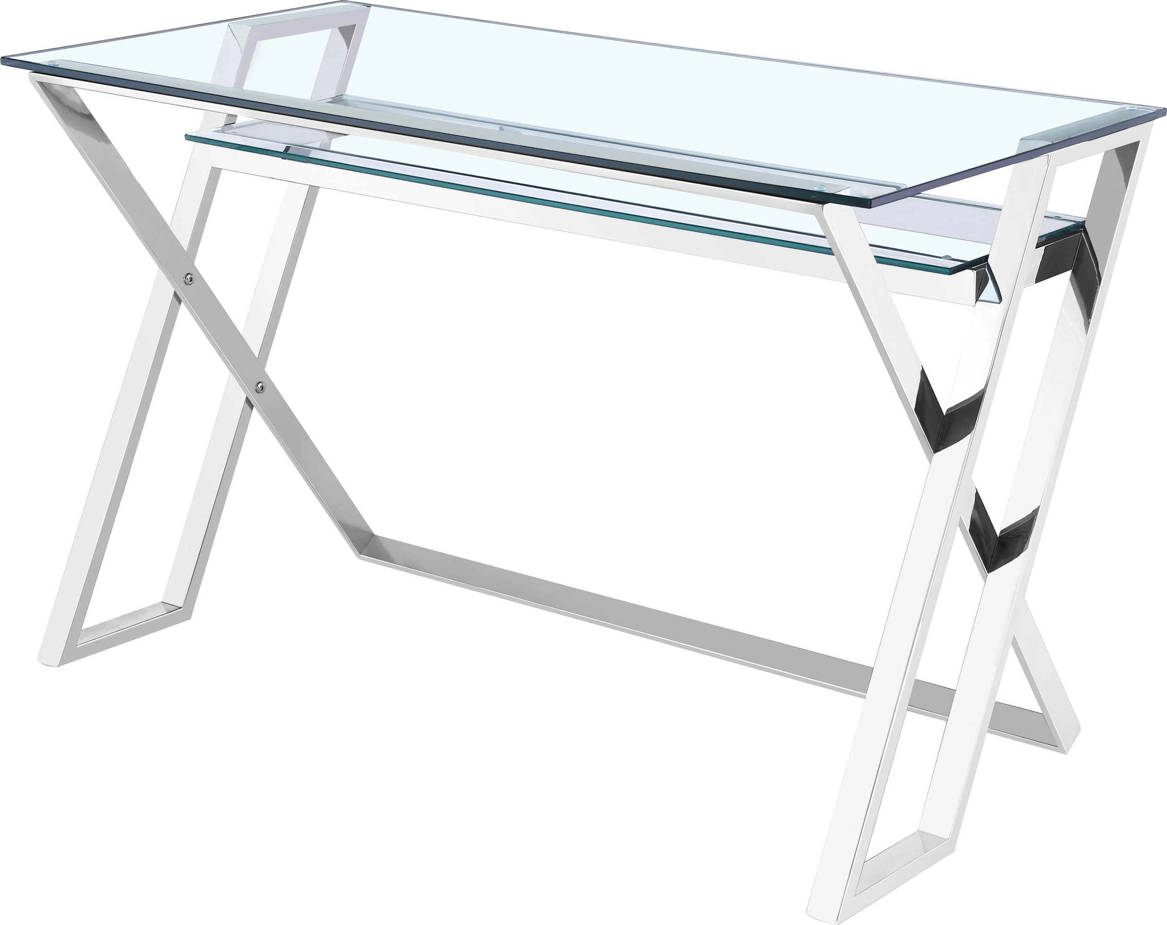 Leonique Schreibtisch »Harvey«, Chrom und Glas, auch als Schminktisch oder Konsolentisch geeignet