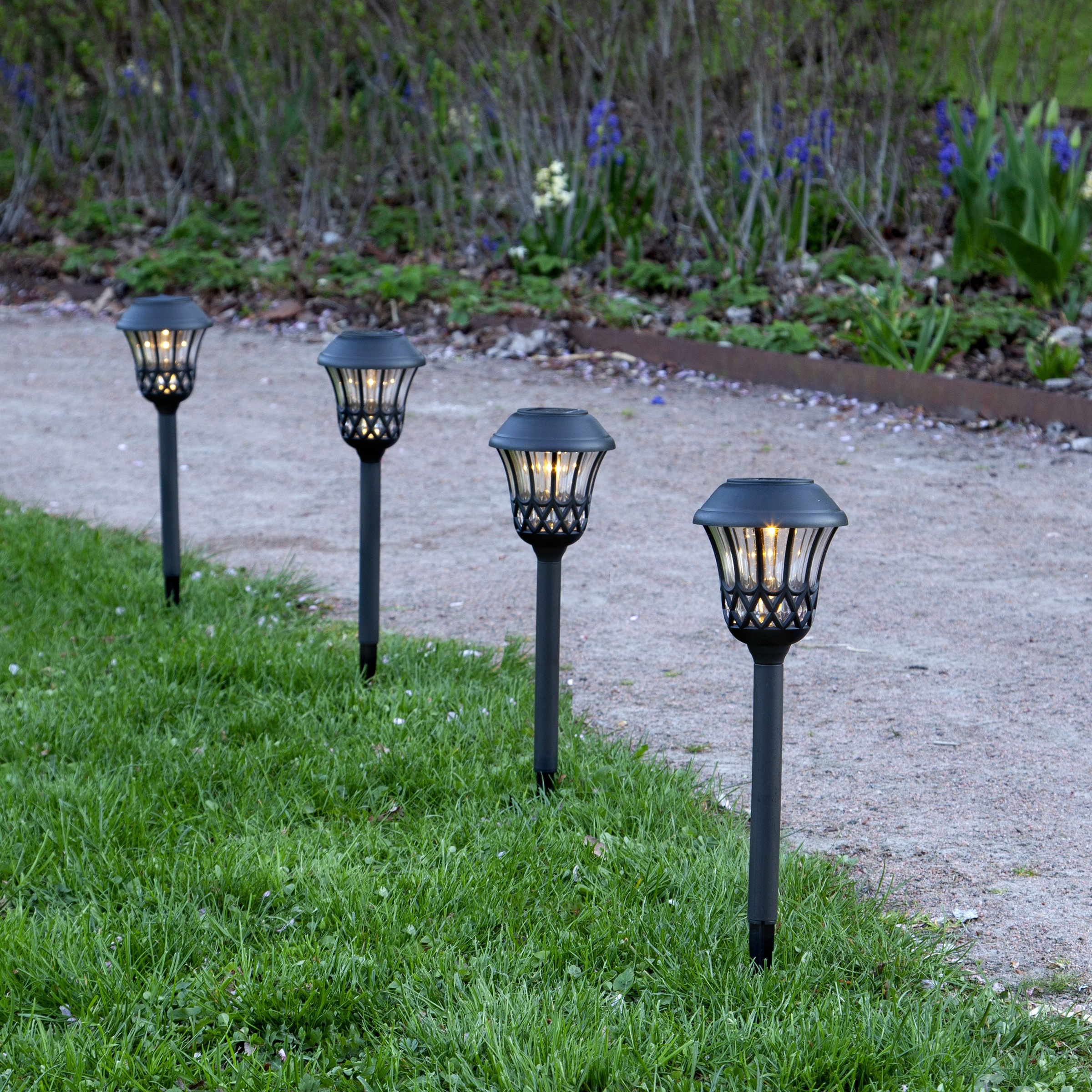 Parforce Traditional Hunting LED Solarleuchte »Solar-Wegleuchte Lace« LED-Board 4 Stk. Warmweiß 4er-Set Solar-Wegeleuchten, dekoratives Muster, Dämmerungssensor