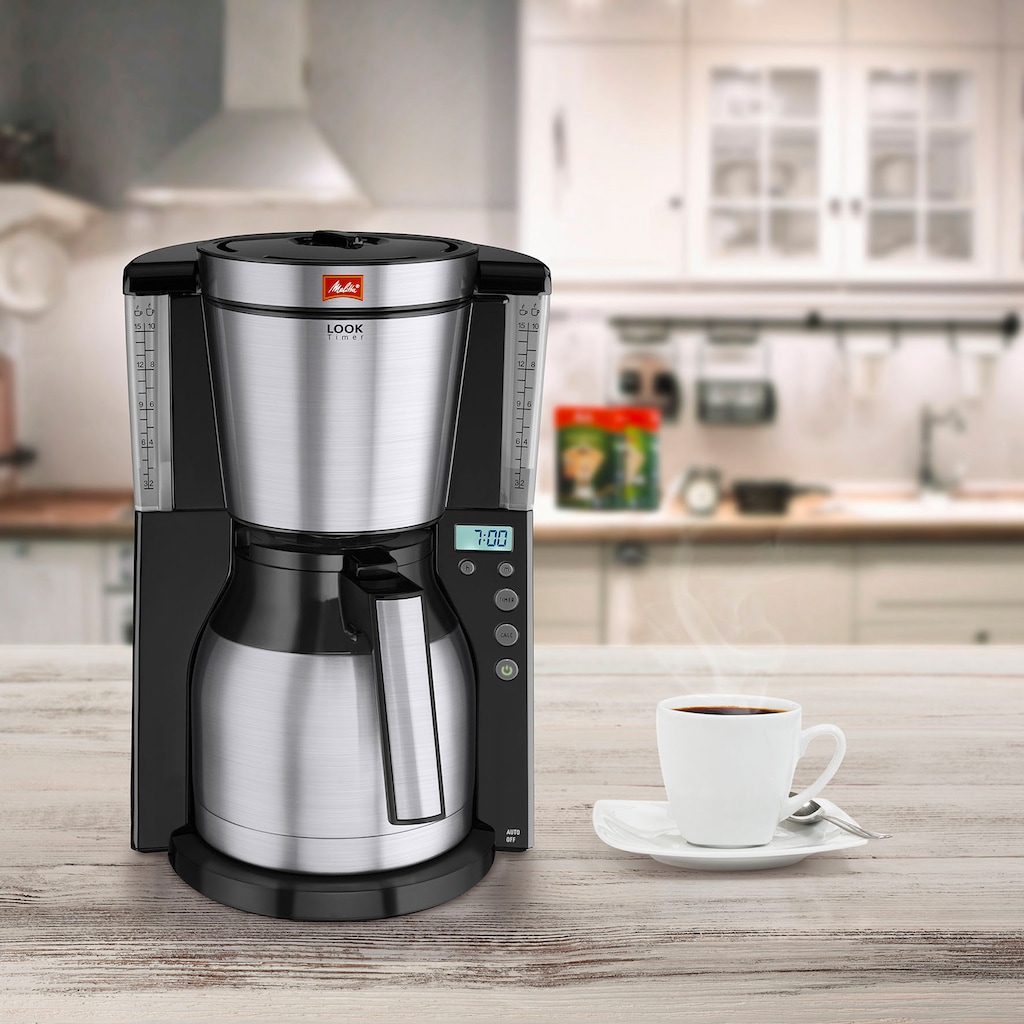 Melitta Filterkaffeemaschine »Look® Therm Timer 1011-16«, 1,25 l Kaffeekanne, Papierfilter, 1x4, mit Thermkanne und Timerfunktion