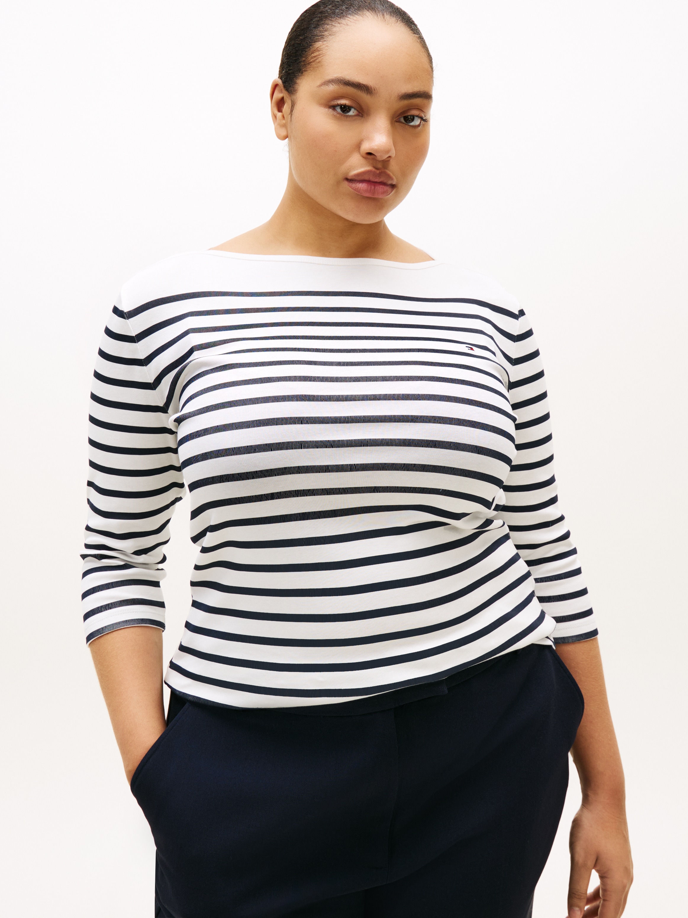 Tommy Hilfiger Curve T-Shirt "CRV SLIM CODY BOAT-NK 3/4SLV" in Großen Größe günstig online kaufen