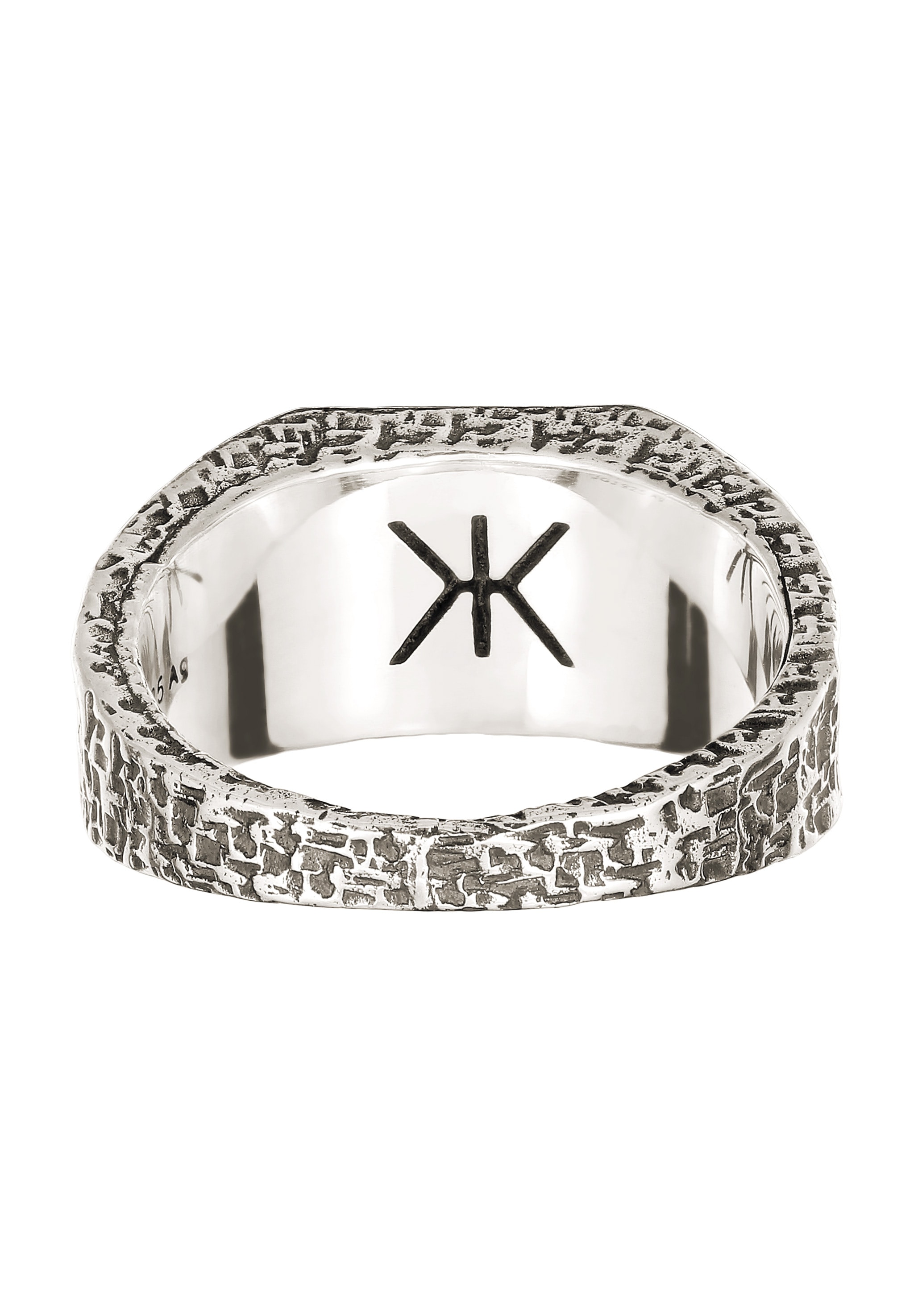 Kuzzoi Siegelring »Ring Siegelring Quadrat Strukturiert Emaille Schwarz 925 Sterling Silber«