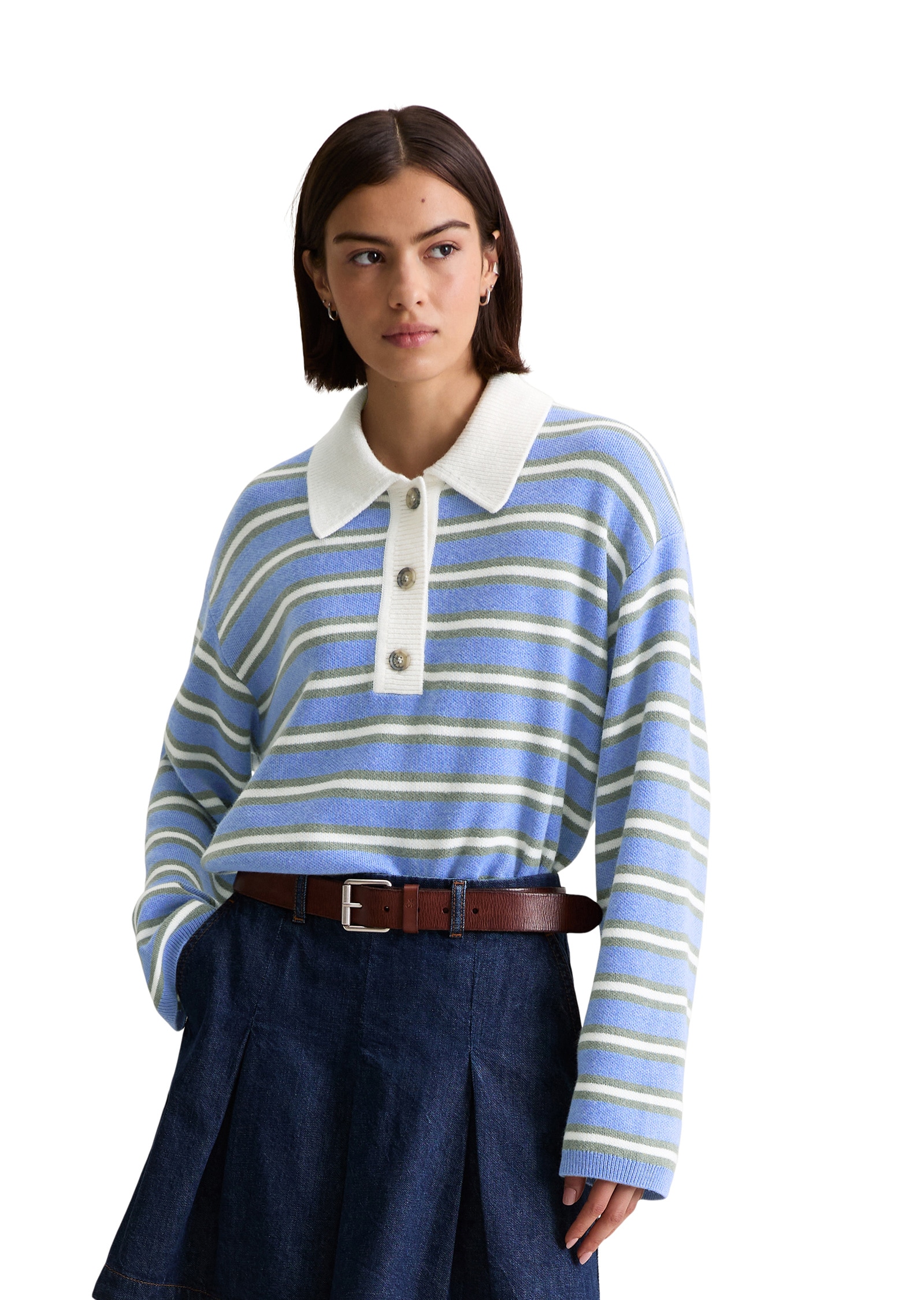 Marc OPolo DENIM Langarm-Poloshirt "aus softem Schurwolle-Viskose-Alpakawol günstig online kaufen