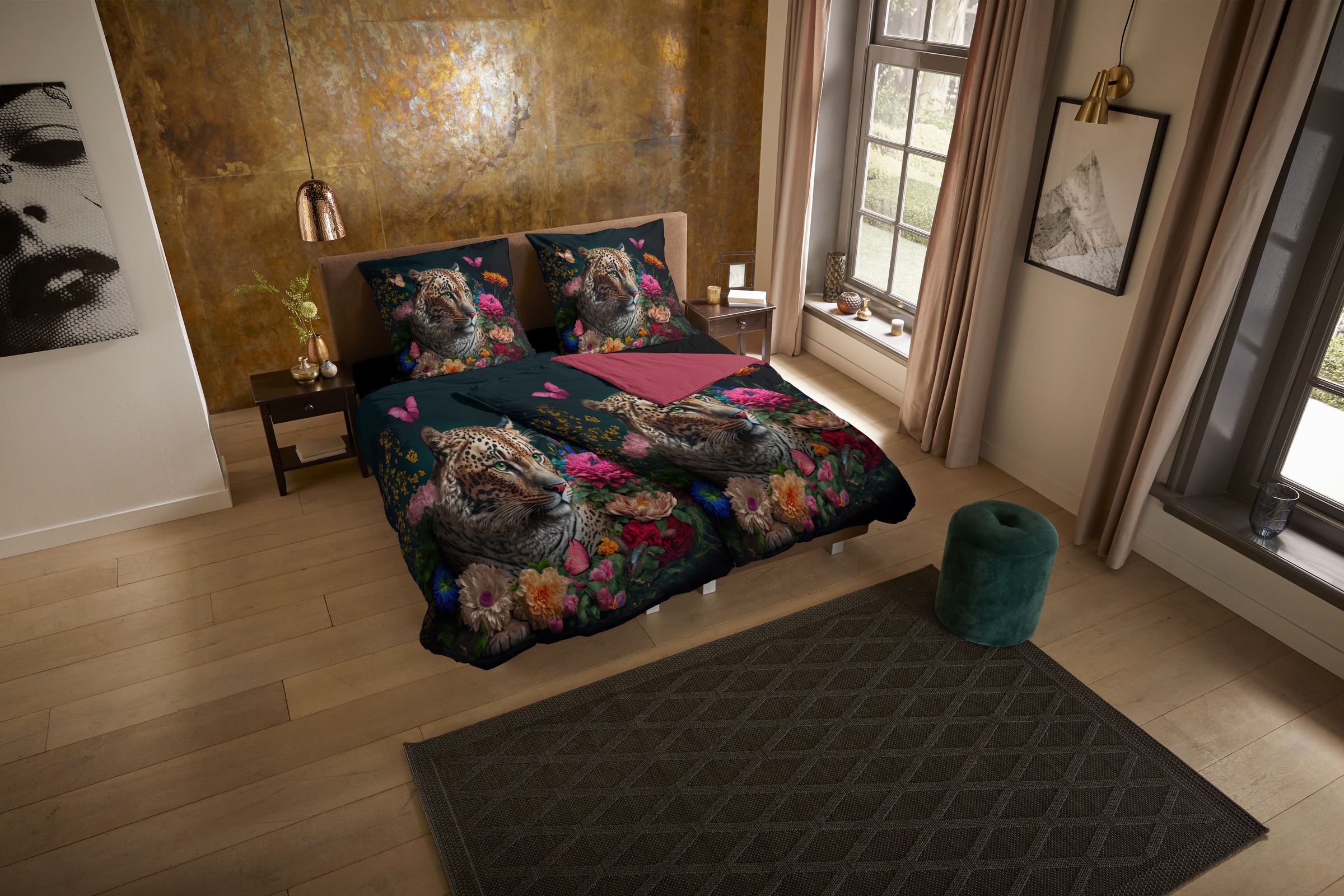 PURE luxury collection Wendebettwäsche »Borra«, Mikrofaser, 135x200, Pflegeleicht, Reißverschluss, Leopard, Schwarz