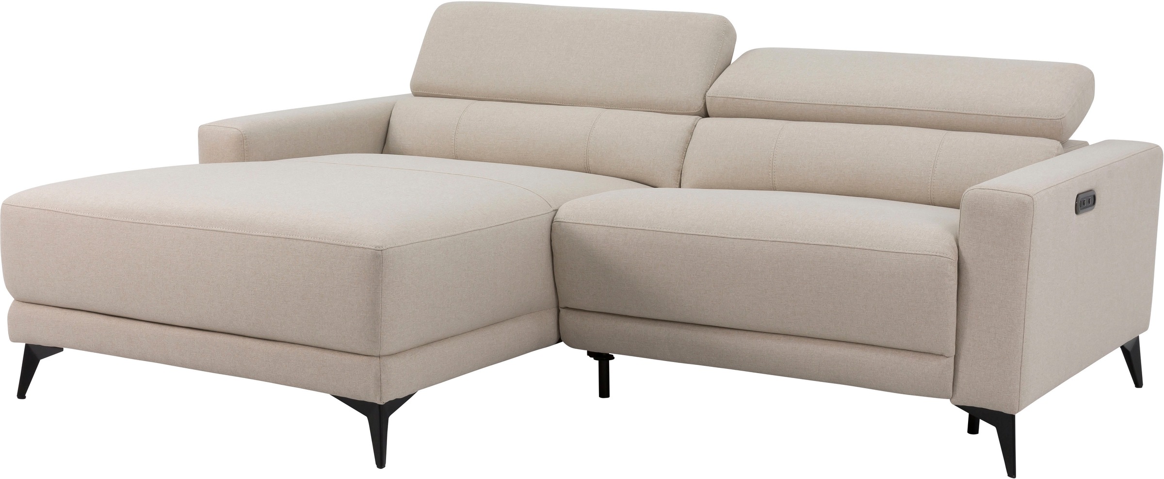 OTTO home Ecksofa »LEWII, L-Form, 213 cm - elektr. Relaxfunktion« mit USB A/C-Anschluss. Federkern, verstellbaren Kopfstützen, Webstoff