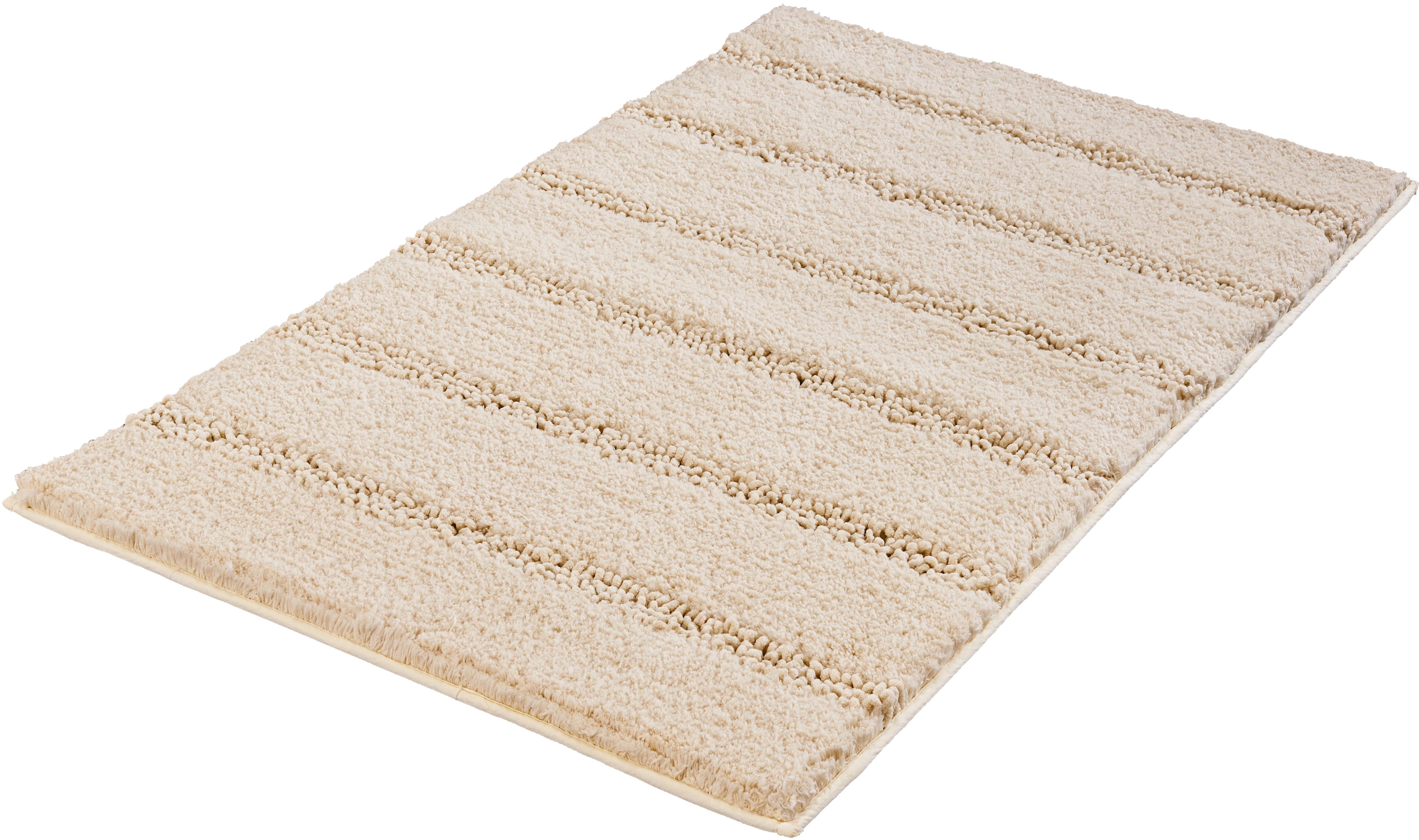 Kleine Wolke Badematte "Monrovia, Badvorleger, Badezimmer Teppich" Höhe 23 mm rutschhemmend beschichtet fußbodenheizungsgeeignet Badteppich, Uni Farben, gestreift, aus Mikrofaser, waschbar