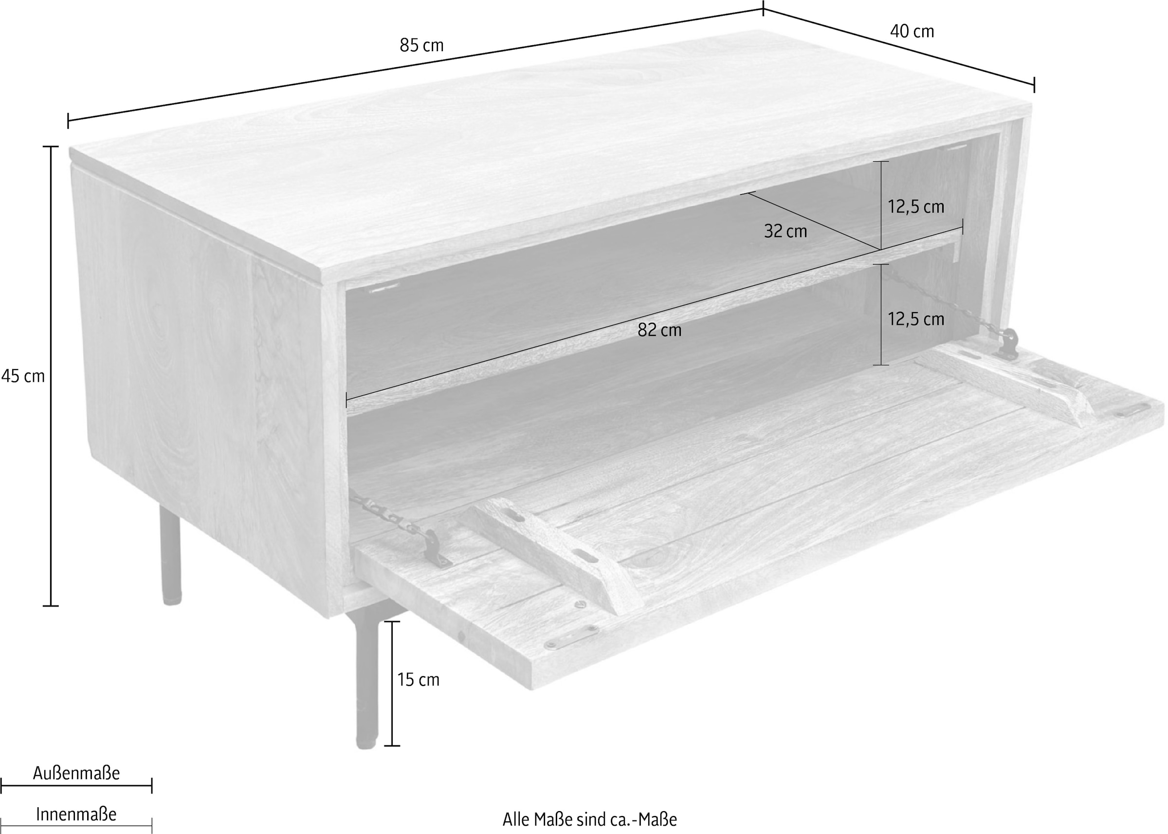 SIT Schuhschrank »Vieste aus Mangoholz mit Lamellen-Schnitzereien & Metallfüßen« 1 Stk. tlg. 2 Fächer hinter 1 Klappe mit 15 cm hohen schwarzen Metallfüßen