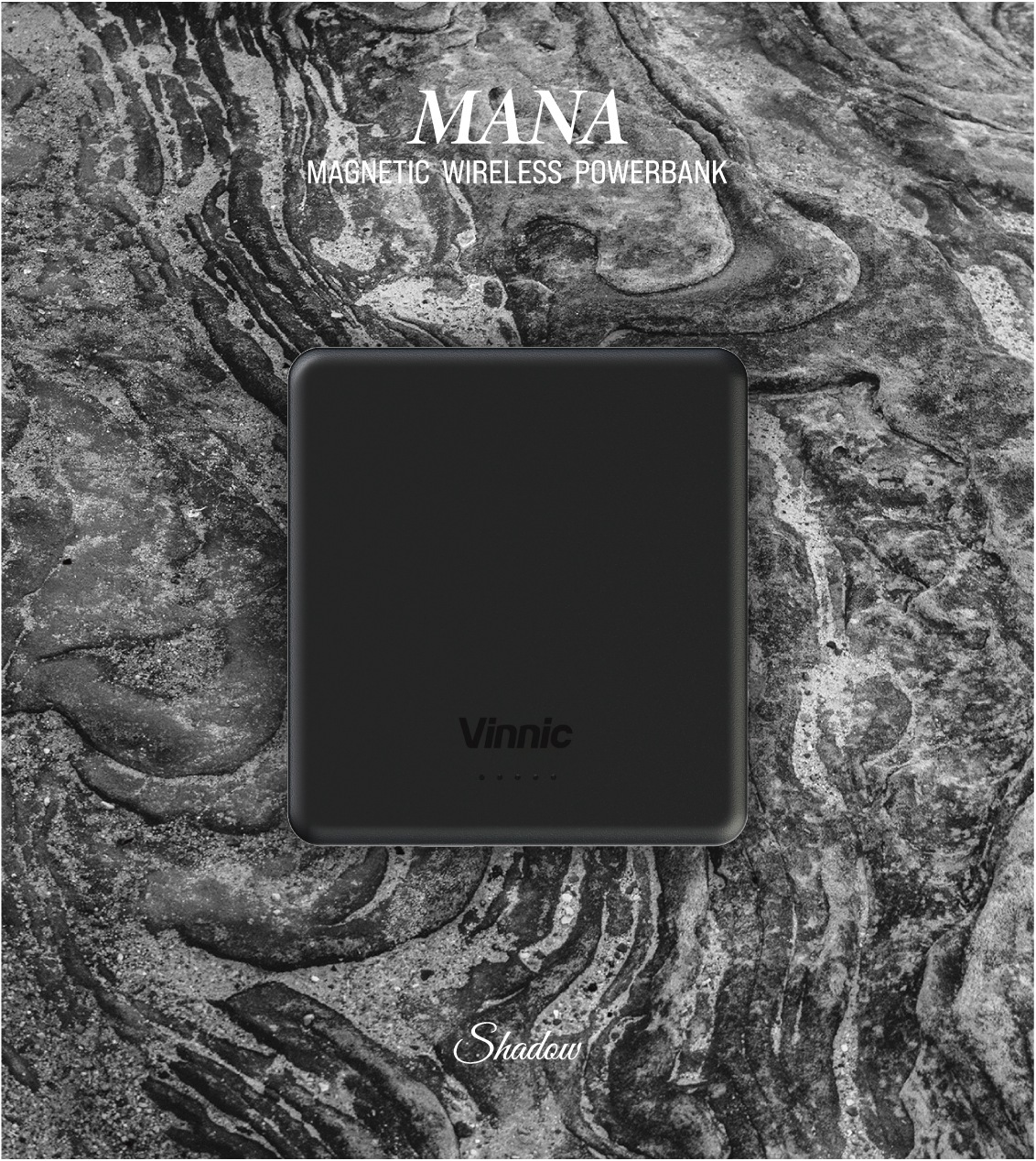 VINNIC Powerbank "MANA Magnetic Wireless Powerbank 8.000mAh", 3,85 V 8.000mAh, schwarz, Akkumulatoren