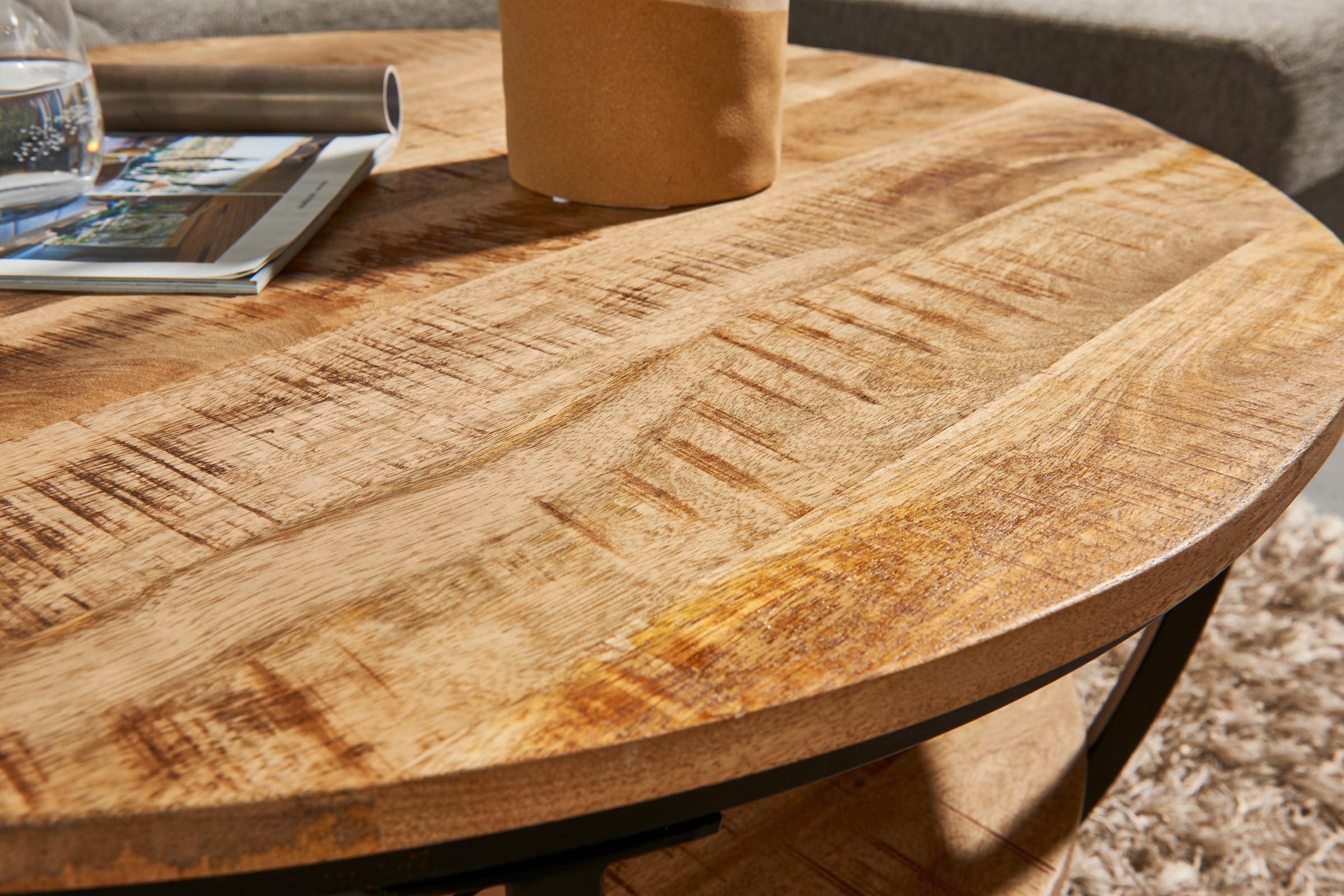 HBZ Couchtisch »Jambi, TOPSELLER!«, (Couchtisch), rund Massivholz mit Ablage