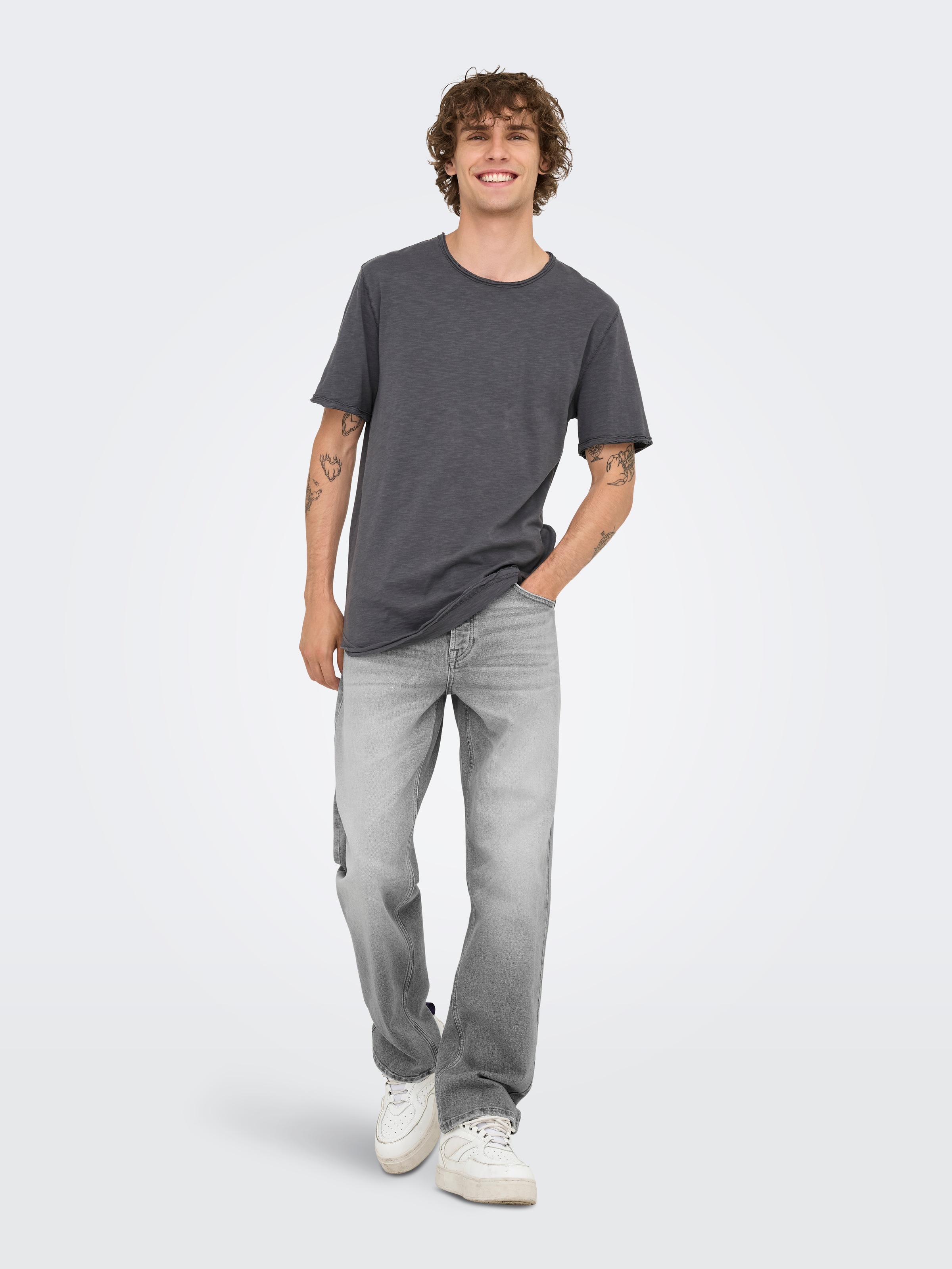 ONLY & SONS ONSEDGE PERFORMANCE Straight Jeans Medium Grey Denim 3